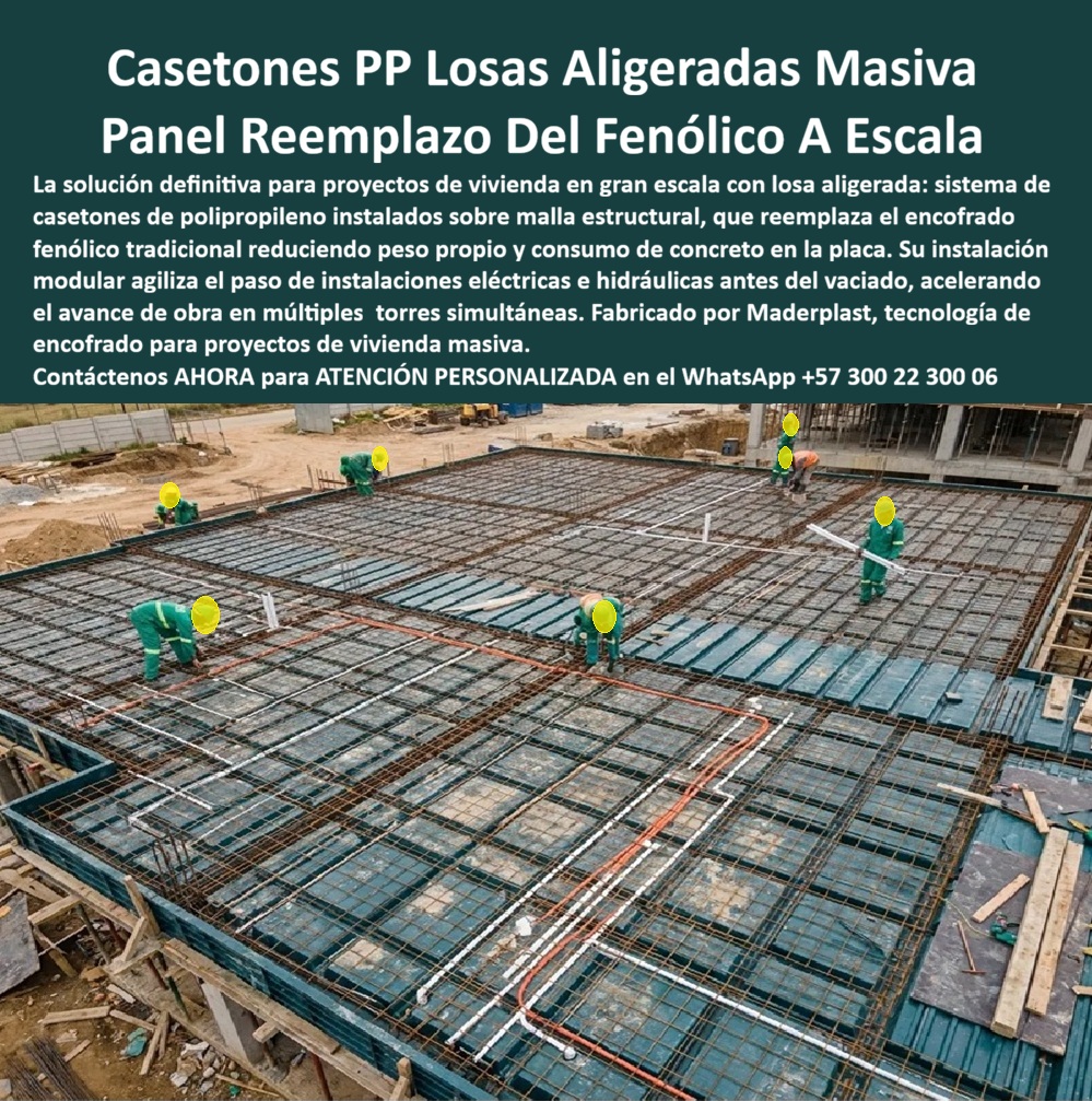 Tableros De Polipropileno Placa Vaciado Concreto Encofrado Fenólico Maderplast - TABLEROS DE POLIPROPILENO Y PLACAS DE VACIADO DE CONCRETO ENCOFRADO FENÓLICO MADERPLAST El Tablero de Polipropileno Placa Vaciado Concreto Encofrado Fenólico Maderplast, integrado por Placa plástica vaciado entrepisos, Placas polipropileno fundición entrepisos, Tablero plástico antiadherente concreto y Tableros Plástico Reemplazo de Fenólico, representa la solución técnica de vanguardia para la edificación masiva. La imagen expone un vaciado de losa aligerada a gran escala en un proyecto de vivienda, donde varios operarios uniformados instalan casetones y paneles de polipropileno color verde oscuro Maderplast sobre la malla estructural y las redes eléctricas e hidráulicas. El encabezado de la pieza gráfica precisa: "Casetones PP Losas Aligeradas Masiva Panel Reemplazo Del Fenólico A Escala. La solución definitiva para proyectos de vivienda en gran escala con losa aligerada: sistema de casetones de polipropileno instalados sobre malla estructural, que reemplaza el encofrado fenólico tradicional reduciendo peso propio y consumo de concreto en la placa. Su instalación modular agiliza el paso de instalaciones eléctricas e hidráulicas antes del vaciado, acelerando el avance de obra en múltiples torres simultáneas. Fabricado por Maderplast, tecnología de encofrado para proyectos de vivienda masiva. Contáctenos AHORA para ATENCIÓN PERSONALIZADA en el WhatsApp +57 300 22 300 06". El vaciado de entrepisos con encofrados tradicionales de madera o icopor genera deformaciones, pérdidas de lechada y sobrecostos por el desperdicio de materiales que se rompen al primer uso. La implementación de placas macizas de polipropileno y paneles plásticos estructurales como reemplazo del fenólico resuelve definitivamente estas fallas operativas. Las formaletas plásticas Maderplast actúan como camillas para encofrados de concreto de máxima estanqueidad e indeformabilidad, garantizando un concreto a la vista de especificación arquitectónica superior desde el momento del desmolde. Esto elimina el gasto continuo en desmoldantes químicos costosos, la necesidad de pañetes o resanes y la aparición de patologías estructurales en muros de concreto arquitectónico y losas aligeradas. Los paneles para encofrado, tableros para encofrado, placas para encofrados y placas para formaletas Maderplast aseguran la mayor rotación del mercado en la construcción de moldes para concreto. A diferencia del triplex o la madera propensa a la pudrición por humedad, o de las estructuras metálicas vulnerables a la oxidación, este sistema de encofrado y entibados no sufre degradación ante la lechada alcalina del cemento, permitiendo cientos de vaciados masivos sin perder su precisión geométrica. La utilización de formaletas reutilizables y encofrados reutilizables en paredes y placas reduce sustancialmente el costo total de propiedad (TCO), agiliza la logística en obra y acelera drásticamente los tiempos de ciclo en la construcción industrializada y la construcción acelerada. Las soluciones constructivas y la mampostería plástica Maderplast demuestran que los insumos de la competencia, aun cuando fueran obsequiados, resultan carísimos para la dirección de obra debido a sus garantías inexistentes, fallas prematuras, atrasos en cronogramas de entrega y multas por incumplimiento. Maderplast asegura acabados estructurales, acabados permanentes y acabados arquitectónicos que entregan valor técnico inmediato, respaldados por plantas de producción certificadas bajo norma ISO 9001 en diseño y desarrollo e ISO 14001 en gestión ambiental, con estrictas pruebas de carga en laboratorio. "DIRECTOR GENERAL DE OBRA — CONSTRUCTORA BOLÍVAR S.A. Sustituir el encofrado fenólico y los casetones convencionales por los tableros de polipropileno y placas de vaciado Maderplast nos permitió ejecutar la fundición de entrepisos masivos en 18 pisos sin reemplazar un solo módulo. Aceleramos el tiempo de ciclo un 35% y eliminamos completamente la cuadrilla de resanes por acabados defectuosos.'" Para la verificación técnica de rendimiento, memorias de cálculo, planos acotados o inspección de pruebas de laboratorio en video (como las pruebas de resistencia extrema Maderplast ante retroexcavadora y rotomartillo en YouTube: youtube.com/watch?v=doRIRlOAgX8, vaciado de placas en youtube.com/watch?v=IwzorusG2ss y acabados en youtube.com/watch?v=_IV-ub_6hUY), el equipo proyectista e ingenieros de obra pueden solicitar la documentación requerida. Contacto directo con el Departamento de Ingeniería para asesoría personalizada. Ing. Soporte Técnico: (+57) 300 22 300 06. Placa plástica vaciado entrepisos, Placas polipropileno fundición entrepisos, Tablero plástico antiadherente concreto, Tableros Plástico Reemplazo de Fenólico Tableros De Polipropileno Placa Vaciado Concreto Encofrado Fenólico Maderplast Placa plástica vaciado entrepisos Placas polipropileno fundición entrepisos Tablero plástico antiadherente concreto Tableros Plástico Reemplazo de Fenólico TABLEROS DE POLIPROPILENO Y PLACAS DE VACIADO DE CONCRETO ENCOFRADO FENÓLICO MADERPLAST El Tablero de Polipropileno Placa Vaciado Concreto Encofrado Fenólico Maderplast, integrado por Placa plástica vaciado entrepisos, Placas polipropileno fundición entrepisos, Tablero plástico antiadherente concreto y Tableros Plástico Reemplazo de Fenólico, representa la solución técnica de vanguardia para la edificación masiva. La imagen expone un vaciado de losa aligerada a gran escala en un proyecto de vivienda, donde varios operarios uniformados instalan casetones y paneles de polipropileno color verde oscuro Maderplast sobre la malla estructural y las redes eléctricas e hidráulicas. El encabezado de la pieza gráfica precisa: "Casetones PP Losas Aligeradas Masiva Panel Reemplazo Del Fenólico A Escala. La solución definitiva para proyectos de vivienda en gran escala con losa aligerada: sistema de casetones de polipropileno instalados sobre malla estructural, que reemplaza el encofrado fenólico tradicional reduciendo peso propio y consumo de concreto en la placa. Su instalación modular agiliza el paso de instalaciones eléctricas e hidráulicas antes del vaciado, acelerando el avance de obra en múltiples torres simultáneas. Fabricado por Maderplast, tecnología de encofrado para proyectos de vivienda masiva. Contáctenos AHORA para ATENCIÓN PERSONALIZADA en el WhatsApp +57 300 22 300 06". El vaciado de entrepisos con encofrados tradicionales de madera o icopor genera deformaciones, pérdidas de lechada y sobrecostos por el desperdicio de materiales que se rompen al primer uso. La implementación de placas macizas de polipropileno y paneles plásticos estructurales como reemplazo del fenólico resuelve definitivamente estas fallas operativas. Las formaletas plásticas Maderplast actúan como camillas para encofrados de concreto de máxima estanqueidad e indeformabilidad, garantizando un concreto a la vista de especificación arquitectónica superior desde el momento del desmolde. Esto elimina el gasto continuo en desmoldantes químicos costosos, la necesidad de pañetes o resanes y la aparición de patologías estructurales en muros de concreto arquitectónico y losas aligeradas. Los paneles para encofrado, tableros para encofrado, placas para encofrados y placas para formaletas Maderplast aseguran la mayor rotación del mercado en la construcción de moldes para concreto. A diferencia del triplex o la madera propensa a la pudrición por humedad, o de las estructuras metálicas vulnerables a la oxidación, este sistema de encofrado y entibados no sufre degradación ante la lechada alcalina del cemento, permitiendo cientos de vaciados masivos sin perder su precisión geométrica. La utilización de formaletas reutilizables y encofrados reutilizables en paredes y placas reduce sustancialmente el costo total de propiedad (TCO), agiliza la logística en obra y acelera drásticamente los tiempos de ciclo en la construcción industrializada y la construcción acelerada. Las soluciones constructivas y la mampostería plástica Maderplast demuestran que los insumos de la competencia, aun cuando fueran obsequiados, resultan carísimos para la dirección de obra debido a sus garantías inexistentes, fallas prematuras, atrasos en cronogramas de entrega y multas por incumplimiento. Maderplast asegura acabados estructurales, acabados permanentes y acabados arquitectónicos que entregan valor técnico inmediato, respaldados por plantas de producción certificadas bajo norma ISO 9001 en diseño y desarrollo e ISO 14001 en gestión ambiental, con estrictas pruebas de carga en laboratorio. "DIRECTOR GENERAL DE OBRA — CONSTRUCTORA BOLÍVAR S.A. Sustituir el encofrado fenólico y los casetones convencionales por los tableros de polipropileno y placas de vaciado Maderplast nos permitió ejecutar la fundición de entrepisos masivos en 18 pisos sin reemplazar un solo módulo. Aceleramos el tiempo de ciclo un 35% y eliminamos completamente la cuadrilla de resanes por acabados defectuosos.'" Para la verificación técnica de rendimiento, memorias de cálculo, planos acotados o inspección de pruebas de laboratorio en video (como las pruebas de resistencia extrema Maderplast ante retroexcavadora y rotomartillo en YouTube: youtube.com/watch?v=doRIRlOAgX8, vaciado de placas en youtube.com/watch?v=IwzorusG2ss y acabados en youtube.com/watch?v=_IV-ub_6hUY), el equipo proyectista e ingenieros de obra pueden solicitar la documentación requerida. Contacto directo con el Departamento de Ingeniería para asesoría personalizada. Ing. Soporte Técnico: (+57) 300 22 300 06.