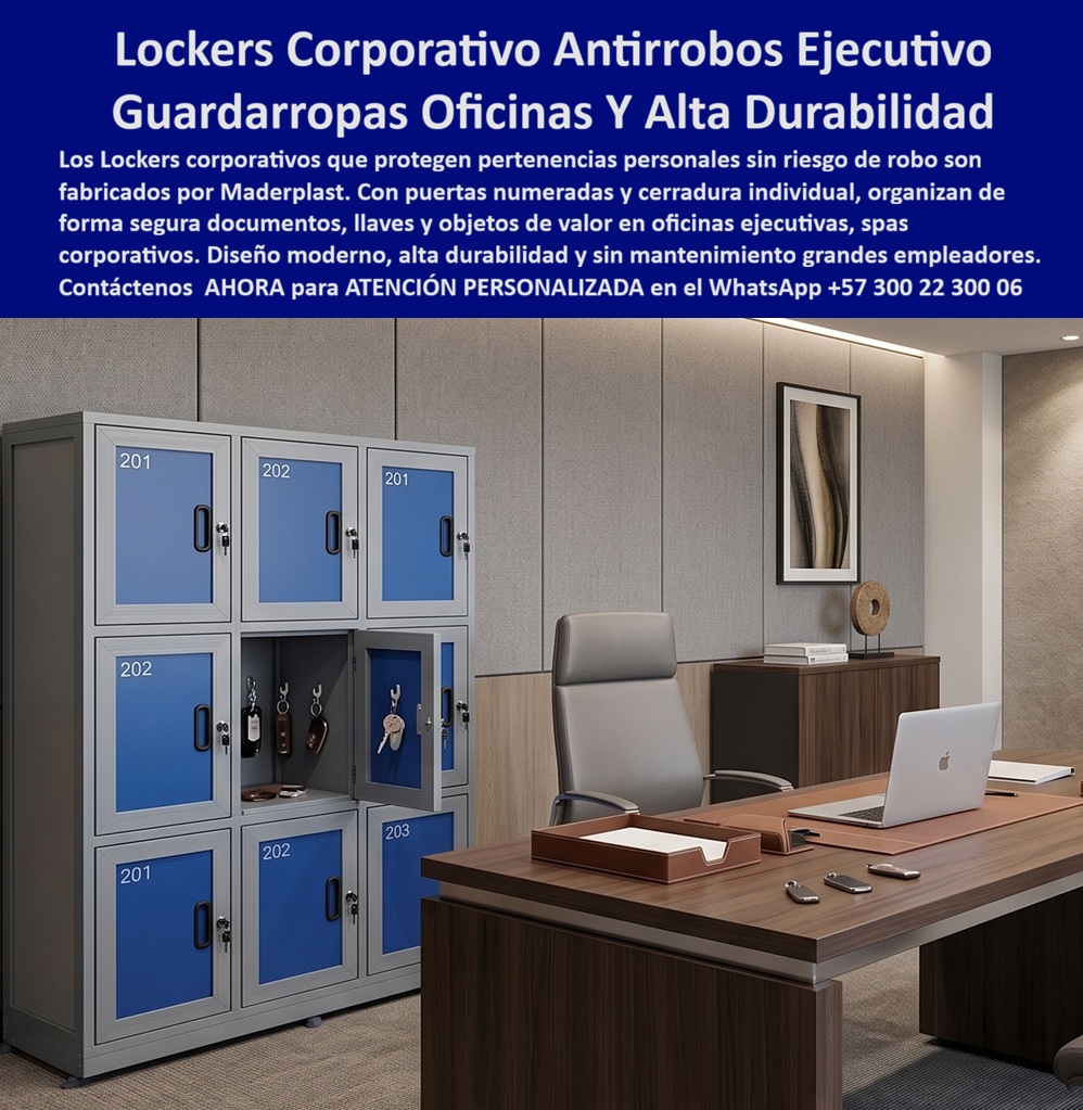 Fabricantes de locker para oficinas Casillero Corporativo Antirrobo Maderplast Locker Ejecutivo Corporativo Organización Segura Alta Durabilidad Guardarropas ejecutivos Guardarropas corporativos modernos Locker para grandes empleadores