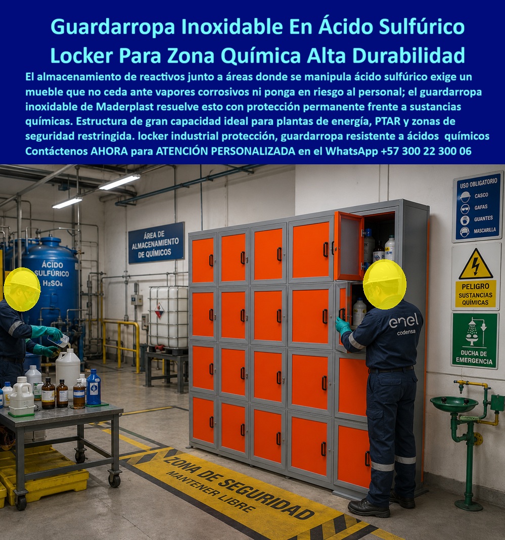 Lockers de alta resistencia químicas Ácidos Locker Anticorrosivo Maderplast Guardarropas Industrial Resistente Químicos Humedad Alta Durabilidad Locker Inoxidable Procesos Químicos Protección Permanente Personal Locker Anticorrosivo Ptar