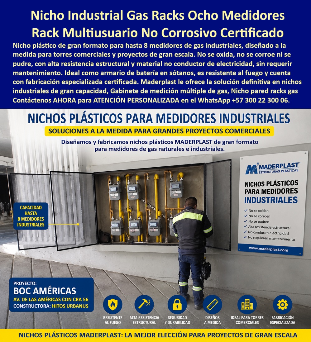 Gabinete De Medición Múltiple De Gas, Nicho Pared Racks Gas Maderplast - Rack centro Medición Multiusuario gas industrial, Nicho Industrial Medidores Gas No Corrosivo Duradero, Armario Batería Medidores Gas Sótano Autoextinguible Certificado gas Gabinete De Medición Múltiple De Gas Nicho Pared Racks Gas Maderplast Rack centro Medición Multiusuario gas industrial Nicho Industrial Medidores Gas No Corrosivo Duradero Armario Batería Medidores Gas Sótano Autoextinguible Certificado gas