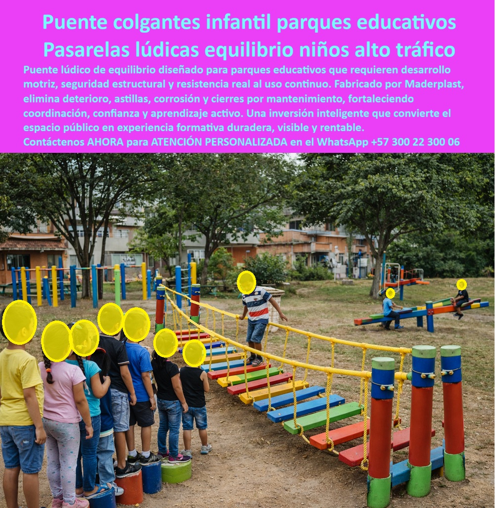 Juego Lúdico Infantil Mobiliario Recreativo Educativo Maderplast Puente colgante infantil para parques educativos – pasarelas lúdicas de equilibrio para niños de alto tráfico En la imagen se observa un puente colgante infantil de equilibrio instalado en un parque educativo, compuesto por tablones suspendidos multicolor, cuerdas laterales continuas y postes verticales firmemente anclados al suelo. Los niños avanzan paso a paso manteniendo el balance, utilizando las cuerdas como apoyo visual y táctil, mientras el sistema absorbe el movimiento sin rigidez ni deformación. El protagonista no es solo el juego, es el niño desarrollando coordinación, confianza y control corporal en un entorno seguro, diseñado para uso intensivo real. El Problema que Enfrentan y lo Resuelven municipios, colegios y operadores de parques es conocido: juegos infantiles que se deterioran rápidamente, con madera que produce astillas, metal que se oxida, superficies resbalosas y cierres constantes por mantenimiento. Cada cierre genera inconformidad ciudadana, riesgos legales y pérdida de valor del espacio público. En parques educativos de alto tráfico, el juego no puede ser frágil ni experimental; debe ser una estructura confiable, continua y defendible técnicamente. El puente colgante educativo de Maderplast resuelve ese problema desde la ingeniería. Está diseñado como una pasarela lúdica de equilibrio para niños, fabricada en plásticos técnicos de alto desempeño que eliminan astillas, corrosión y degradación por clima. Los tablones suspendidos mantienen flexibilidad controlada, evitando quiebres y puntos rígidos que generan fallas. Las cuerdas laterales no son decorativas: cumplen una función de guiado, seguridad y confianza progresiva para el niño. La estructura está pensada para parques educativos infantiles, colegios y espacios públicos donde el uso diario es intenso y no hay margen para improvisaciones. Desde el punto de vista pedagógico, este juego lúdico infantil exterior fortalece la motricidad gruesa, el equilibrio dinámico y la autoconfianza. Los niños no solo juegan, se retan, se concentran y aprenden a gestionar su cuerpo en movimiento. Desde el punto de vista operativo, el parque permanece abierto, funcional y atractivo sin paradas por reparación. Esa combinación de beneficio técnico y emocional es lo que convierte al puente colgante infantil de Maderplast en una inversión inteligente y no en un gasto recurrente. La identificación del producto es clara y explícita: se trata de un puente colgante infantil con tablones suspendidos y cuerdas laterales instalado en parque educativo; una pasarela de equilibrio para niños con estructura multicolor anclada al suelo; un juego lúdico infantil de equilibrio con postes verticales y cuerdas de seguridad; un puente educativo infantil para desarrollo motriz en parque público; y una estructura recreativa de equilibrio infantil diseñada para zonas verdes escolares de alto tráfico. No hay ambigüedad ni confusión, es equipamiento de parque educativo diseñado para durar. Maderplast marca la diferencia porque no vende juegos genéricos. Diseña y fabrica a medida, con procesos industriales controlados, experiencia comprobada en plásticos técnicos y capacidad de producción en Colombia para proyectos en cualquier parte del mundo. El cliente puede solicitar cotización, personalización de colores, planos técnicos, renders, prototipos y producción en serie. En Maderplast convertimos ideas en piezas reales; en plástico hacemos desde un puente colgante educativo hasta el ala de un avión, o lo que la imaginación del proyecto requiera. TESTIMONIO DE CASO DE ÉXITO “Soy Carolina Méndez, coordinadora de infraestructura educativa municipal. partimos de un parque con juegos dañados y niños sin interés. con el puente colgante de maderplast el espacio se transformó. los niños hacen fila para cruzarlo, mejoran su equilibrio y se retan entre ellos. no hay astillas, no hay óxido y no hemos cerrado ni una sola vez por mantenimiento. hoy el parque es un referente educativo del barrio y la decisión fue técnica, no emocional.” El Argumento es Técnico y contundente. elimina cualquier duda del ingeniero responsable. Maderplast entrega fichas técnicas, especificaciones de materiales, criterios de anclaje, vida útil proyectada y respaldo industrial. Si el producto falla, hay documentación y fabricante detrás. Si el proyecto exige seguridad estructural, durabilidad y aprendizaje real, este puente colgante infantil es la opción correcta. Contáctenos ahora y convierta su parque en un espacio educativo que funcione hoy y dentro de muchos años. Contáctenos AHORA para recibir ATENCIÓN PERSONALIZADA, planes y cotización en el WhatsApp +57 300 22 300 06. 0 puente colgante educativo, Pasarela Colgante Lúdica, Puente Equilibrio Infantil Parque Desarrolla Coordinación, Parque educativo infantil fortalece equilibrio Juego Lúdico Infantil Mobiliario Recreativo Educativo Maderplast 0 puente colgante educativo Pasarela Colgante Lúdica Puente Equilibrio Infantil Parque Desarrolla Coordinación Parque educativo infantil fortalece equilibrio Puente colgante infantil para parques educativos – pasarelas lúdicas de equilibrio para niños de alto tráfico En la imagen se observa un puente colgante infantil de equilibrio instalado en un parque educativo, compuesto por tablones suspendidos multicolor, cuerdas laterales continuas y postes verticales firmemente anclados al suelo. Los niños avanzan paso a paso manteniendo el balance, utilizando las cuerdas como apoyo visual y táctil, mientras el sistema absorbe el movimiento sin rigidez ni deformación. El protagonista no es solo el juego, es el niño desarrollando coordinación, confianza y control corporal en un entorno seguro, diseñado para uso intensivo real. El Problema que Enfrentan y lo Resuelven municipios, colegios y operadores de parques es conocido: juegos infantiles que se deterioran rápidamente, con madera que produce astillas, metal que se oxida, superficies resbalosas y cierres constantes por mantenimiento. Cada cierre genera inconformidad ciudadana, riesgos legales y pérdida de valor del espacio público. En parques educativos de alto tráfico, el juego no puede ser frágil ni experimental; debe ser una estructura confiable, continua y defendible técnicamente. El puente colgante educativo de Maderplast resuelve ese problema desde la ingeniería. Está diseñado como una pasarela lúdica de equilibrio para niños, fabricada en plásticos técnicos de alto desempeño que eliminan astillas, corrosión y degradación por clima. Los tablones suspendidos mantienen flexibilidad controlada, evitando quiebres y puntos rígidos que generan fallas. Las cuerdas laterales no son decorativas: cumplen una función de guiado, seguridad y confianza progresiva para el niño. La estructura está pensada para parques educativos infantiles, colegios y espacios públicos donde el uso diario es intenso y no hay margen para improvisaciones. Desde el punto de vista pedagógico, este juego lúdico infantil exterior fortalece la motricidad gruesa, el equilibrio dinámico y la autoconfianza. Los niños no solo juegan, se retan, se concentran y aprenden a gestionar su cuerpo en movimiento. Desde el punto de vista operativo, el parque permanece abierto, funcional y atractivo sin paradas por reparación. Esa combinación de beneficio técnico y emocional es lo que convierte al puente colgante infantil de Maderplast en una inversión inteligente y no en un gasto recurrente. La identificación del producto es clara y explícita: se trata de un puente colgante infantil con tablones suspendidos y cuerdas laterales instalado en parque educativo; una pasarela de equilibrio para niños con estructura multicolor anclada al suelo; un juego lúdico infantil de equilibrio con postes verticales y cuerdas de seguridad; un puente educativo infantil para desarrollo motriz en parque público; y una estructura recreativa de equilibrio infantil diseñada para zonas verdes escolares de alto tráfico. No hay ambigüedad ni confusión, es equipamiento de parque educativo diseñado para durar. Maderplast marca la diferencia porque no vende juegos genéricos. Diseña y fabrica a medida, con procesos industriales controlados, experiencia comprobada en plásticos técnicos y capacidad de producción en Colombia para proyectos en cualquier parte del mundo. El cliente puede solicitar cotización, personalización de colores, planos técnicos, renders, prototipos y producción en serie. En Maderplast convertimos ideas en piezas reales; en plástico hacemos desde un puente colgante educativo hasta el ala de un avión, o lo que la imaginación del proyecto requiera. TESTIMONIO DE CASO DE ÉXITO “Soy Carolina Méndez, coordinadora de infraestructura educativa municipal. partimos de un parque con juegos dañados y niños sin interés. con el puente colgante de maderplast el espacio se transformó. los niños hacen fila para cruzarlo, mejoran su equilibrio y se retan entre ellos. no hay astillas, no hay óxido y no hemos cerrado ni una sola vez por mantenimiento. hoy el parque es un referente educativo del barrio y la decisión fue técnica, no emocional.” El Argumento es Técnico y contundente. elimina cualquier duda del ingeniero responsable. Maderplast entrega fichas técnicas, especificaciones de materiales, criterios de anclaje, vida útil proyectada y respaldo industrial. Si el producto falla, hay documentación y fabricante detrás. Si el proyecto exige seguridad estructural, durabilidad y aprendizaje real, este puente colgante infantil es la opción correcta. Contáctenos ahora y convierta su parque en un espacio educativo que funcione hoy y dentro de muchos años. Contáctenos AHORA para recibir ATENCIÓN PERSONALIZADA, planes y cotización en el WhatsApp +57 300 22 300 06.