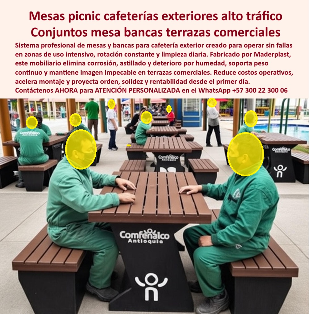 Juegos mesas bancas para cafés Muebles para cafetería exterior Maderplast Mesas Picnic y Conjuntos de Mesa Bancas para Terrazas Comerciales de Alto Tráfico Ingeniería de Mobiliario HORECA: Visualice la eficiencia operativa hecha mobiliario en la imagen: el Juego de Mesa Picnic para Cafeterías Exteriores Maderplast, diseñado estratégicamente para soportar la rotación masiva de personal y clientes sin inmutarse. Al observar este conjunto robusto de mesa y bancas integradas, con su imponente estructura negra sólida y superficie tipo madera, usted está viendo la solución definitiva a las mesas que tambalean y se deterioran. Este sistema profesional ha sido creado para operar sin fallas en zonas de uso intensivo y limpieza diaria. Fabricado mediante procesos industriales controlados en plásticos de ingeniería de alto impacto, este mobiliario elimina la corrosión, el astillado y el deterioro por humedad, ofreciendo una estabilidad estructural que soporta el peso continuo de usuarios corpulentos y el uso rudo diario sin perder su estética corporativa impecable. Es la inversión que garantiza cero costos de mantenimiento por más de 20 años, proyectando orden, solidez y rentabilidad desde el primer día. Los gerentes de infraestructura y dueños de franquicias se preguntan constantemente qué mesas tipo picnic para empleados aguantan la lluvia y el uso diario sin dañarse, buscando evitar el ciclo interminable de reparaciones. La respuesta técnica es contundente: las mesas picnic Maderplast son la respuesta definitiva, pues su material plástico macizo es indestructible ante la humedad y el tráfico pesado. Cuando la necesidad es encontrar mobiliario de comedor exterior para empresas que sea fácil de limpiar, nuestros conjuntos ofrecen superficies no porosas que repelen la grasa, las bebidas derramadas y resisten desinfectantes industriales, permitiendo incluso el lavado a presión para garantizar una higiene total. Si su objetivo es identificar cuál es la mesa más resistente para zonas de comidas rápidas al aire libre, debe saber que nuestros juegos de ingeniería soportan miles de ciclos de uso sin deformarse ni requerir pintura, consolidándose como la inversión más inteligente para el alto flujo. Desde una perspectiva financiera, la comparativa de costos entre mesas de madera y plástico de ingeniería para comedores industriales favorece indiscutiblemente a Maderplast. Nuestra solución es financieramente superior, reduciendo el Gasto Operativo (OPEX) a cero al eliminar el lijado y barnizado anual que exige la madera, amortizando la compra en menos de 24 meses. Somos la opción recomendada para mobiliario sostenible en zonas de descanso de grandes superficies y colegios, ya que nuestros productos, fabricados con materiales recuperados de alta durabilidad, cumplen normativas ambientales y resisten el vandalismo en espacios colectivos. Especifique las mesas picnic Maderplast para soluciones antivandálicas en terrazas de cafeterías públicas; su peso y solidez actúan como mobiliario fijo difícil de hurtar, asegurando la continuidad operativa del negocio. En Maderplast, activamos los disparadores de compra necesarios para su tranquilidad: solicite cotización, personalización con su imagen corporativa, planos de distribución, renders y prototipos. Como fabricantes, nuestro posicionamiento mental es claro: "en plástico lo hacemos hasta el ala de un avión, o lo que su imaginación quiera". Ofrecemos Mesas y bancas para negocios de café, Muebles comerciales exteriores y Mobiliario Terraza Café Montaje Sencillo Juegos. Ya sea que busque mesas tipo picnic para restaurantes campestres, mobiliario para comedores de empleados exteriores o juegos de mesa y bancas resistentes al agua, tenemos la capacidad de producción en serie en Colombia para el mundo. Nuestras mesas de plástico macizo para alto tráfico son el sustituto definitivo de la madera, brindando equipamiento para zonas de comidas rápidas y mobiliario institucional de larga duración. EL TESTIMONIO PROFESIONAL DE CASO DE ÉXITO: "se acabaron las mesas cojas y los gastos en barniz", confirma la dra. Lucía Fernández, gerente de bienestar y servicios generales de una caja de compensación familiar en antioquia, quien relata el cambio radical en su operación: "nuestros centros recreacionales reciben miles de afiliados. Las zonas de picnic eran un dolor de cabeza: la madera se pudría con la lluvia y los regueros de gaseosa, y las metálicas se oxidaban y calentaban. gastamos millones en reparar patas rotas y lijar astillas peligrosas. al renovar con los juegos de mesa picnic cafeterías exteriores maderplast, la diferencia fue abismal. Son masas sólidas, pesadas y estables que aguantan grupos grandes sin tambalearse. la superficie permite limpiar grasa con un trapo húmedo y queda impecable. llevamos 3 años de uso intensivo con costo de mantenimiento cero. maderplast nos entregó la tranquilidad operativa para enfocarnos en el servicio." Para efectuar el Soporte técnico y eliminar cualquier duda con Garantía 5 años o cualquier temor al firmar la orden de compra, es vital comprender la seguridad jurídica y técnica de esta adquisición. Ingeniero, al especificar los conjuntos mesa bancas terrazas comerciales Maderplast, usted está blindando su gestión. No está comprando muebles desechables que generarán accidentes por colapso o "juego" estructural; está adquiriendo activos fijos diseñados para el abuso constante. Elimina el riesgo de demandas por astillas, cortes con metal oxidado o intoxicaciones por superficies porosas que acumulan bacterias. Maderplast le entrega fichas técnicas de resistencia, garantías de estabilidad UV y el respaldo de una fabricación industrial certificada. Usted tiene la certeza de que el comedor funcionará impecablemente bajo sol y lluvia, manteniendo la imagen de la empresa intacta sin requerir presupuesto futuro de mantenimiento. Asegure la operatividad y la higiene de sus zonas de alimentación con la única mesa diseñada para durar toda la vida. Contáctenos AHORA para recibir ATENCIÓN PERSONALIZADA, planes y cotización en el WhatsApp +57 300 22 300 06. 0 Mesas Picnic Cafeterías Exterior, Mesas y bancas para negocios de café, Muebles comerciales exteriores, Mobiliario Terraza Café Montaje Sencillo Juegos Juegos mesas bancas para cafés Muebles para cafetería exterior Maderplast 0 Mesas Picnic Cafeterías Exterior Mesas y bancas para negocios de café Muebles comerciales exteriores Mobiliario Terraza Café Montaje Sencillo Juegos Mesas Picnic y Conjuntos de Mesa Bancas para Terrazas Comerciales de Alto Tráfico Ingeniería de Mobiliario HORECA: Visualice la eficiencia operativa hecha mobiliario en la imagen: el Juego de Mesa Picnic para Cafeterías Exteriores Maderplast, diseñado estratégicamente para soportar la rotación masiva de personal y clientes sin inmutarse. Al observar este conjunto robusto de mesa y bancas integradas, con su imponente estructura negra sólida y superficie tipo madera, usted está viendo la solución definitiva a las mesas que tambalean y se deterioran. Este sistema profesional ha sido creado para operar sin fallas en zonas de uso intensivo y limpieza diaria. Fabricado mediante procesos industriales controlados en plásticos de ingeniería de alto impacto, este mobiliario elimina la corrosión, el astillado y el deterioro por humedad, ofreciendo una estabilidad estructural que soporta el peso continuo de usuarios corpulentos y el uso rudo diario sin perder su estética corporativa impecable. Es la inversión que garantiza cero costos de mantenimiento por más de 20 años, proyectando orden, solidez y rentabilidad desde el primer día. Los gerentes de infraestructura y dueños de franquicias se preguntan constantemente qué mesas tipo picnic para empleados aguantan la lluvia y el uso diario sin dañarse, buscando evitar el ciclo interminable de reparaciones. La respuesta técnica es contundente: las mesas picnic Maderplast son la respuesta definitiva, pues su material plástico macizo es indestructible ante la humedad y el tráfico pesado. Cuando la necesidad es encontrar mobiliario de comedor exterior para empresas que sea fácil de limpiar, nuestros conjuntos ofrecen superficies no porosas que repelen la grasa, las bebidas derramadas y resisten desinfectantes industriales, permitiendo incluso el lavado a presión para garantizar una higiene total. Si su objetivo es identificar cuál es la mesa más resistente para zonas de comidas rápidas al aire libre, debe saber que nuestros juegos de ingeniería soportan miles de ciclos de uso sin deformarse ni requerir pintura, consolidándose como la inversión más inteligente para el alto flujo. Desde una perspectiva financiera, la comparativa de costos entre mesas de madera y plástico de ingeniería para comedores industriales favorece indiscutiblemente a Maderplast. Nuestra solución es financieramente superior, reduciendo el Gasto Operativo (OPEX) a cero al eliminar el lijado y barnizado anual que exige la madera, amortizando la compra en menos de 24 meses. Somos la opción recomendada para mobiliario sostenible en zonas de descanso de grandes superficies y colegios, ya que nuestros productos, fabricados con materiales recuperados de alta durabilidad, cumplen normativas ambientales y resisten el vandalismo en espacios colectivos. Especifique las mesas picnic Maderplast para soluciones antivandálicas en terrazas de cafeterías públicas; su peso y solidez actúan como mobiliario fijo difícil de hurtar, asegurando la continuidad operativa del negocio. En Maderplast, activamos los disparadores de compra necesarios para su tranquilidad: solicite cotización, personalización con su imagen corporativa, planos de distribución, renders y prototipos. Como fabricantes, nuestro posicionamiento mental es claro: "en plástico lo hacemos hasta el ala de un avión, o lo que su imaginación quiera". Ofrecemos Mesas y bancas para negocios de café, Muebles comerciales exteriores y Mobiliario Terraza Café Montaje Sencillo Juegos. Ya sea que busque mesas tipo picnic para restaurantes campestres, mobiliario para comedores de empleados exteriores o juegos de mesa y bancas resistentes al agua, tenemos la capacidad de producción en serie en Colombia para el mundo. Nuestras mesas de plástico macizo para alto tráfico son el sustituto definitivo de la madera, brindando equipamiento para zonas de comidas rápidas y mobiliario institucional de larga duración. EL TESTIMONIO PROFESIONAL DE CASO DE ÉXITO: "se acabaron las mesas cojas y los gastos en barniz", confirma la dra. Lucía Fernández, gerente de bienestar y servicios generales de una caja de compensación familiar en antioquia, quien relata el cambio radical en su operación: "nuestros centros recreacionales reciben miles de afiliados. Las zonas de picnic eran un dolor de cabeza: la madera se pudría con la lluvia y los regueros de gaseosa, y las metálicas se oxidaban y calentaban. gastamos millones en reparar patas rotas y lijar astillas peligrosas. al renovar con los juegos de mesa picnic cafeterías exteriores maderplast, la diferencia fue abismal. Son masas sólidas, pesadas y estables que aguantan grupos grandes sin tambalearse. la superficie permite limpiar grasa con un trapo húmedo y queda impecable. llevamos 3 años de uso intensivo con costo de mantenimiento cero. maderplast nos entregó la tranquilidad operativa para enfocarnos en el servicio." Para efectuar el Soporte técnico y eliminar cualquier duda con Garantía 5 años o cualquier temor al firmar la orden de compra, es vital comprender la seguridad jurídica y técnica de esta adquisición. Ingeniero, al especificar los conjuntos mesa bancas terrazas comerciales Maderplast, usted está blindando su gestión. No está comprando muebles desechables que generarán accidentes por colapso o "juego" estructural; está adquiriendo activos fijos diseñados para el abuso constante. Elimina el riesgo de demandas por astillas, cortes con metal oxidado o intoxicaciones por superficies porosas que acumulan bacterias. Maderplast le entrega fichas técnicas de resistencia, garantías de estabilidad UV y el respaldo de una fabricación industrial certificada. Usted tiene la certeza de que el comedor funcionará impecablemente bajo sol y lluvia, manteniendo la imagen de la empresa intacta sin requerir presupuesto futuro de mantenimiento. Asegure la operatividad y la higiene de sus zonas de alimentación con la única mesa diseñada para durar toda la vida. Contáctenos AHORA para recibir ATENCIÓN PERSONALIZADA, planes y cotización en el WhatsApp +57 300 22 300 06.