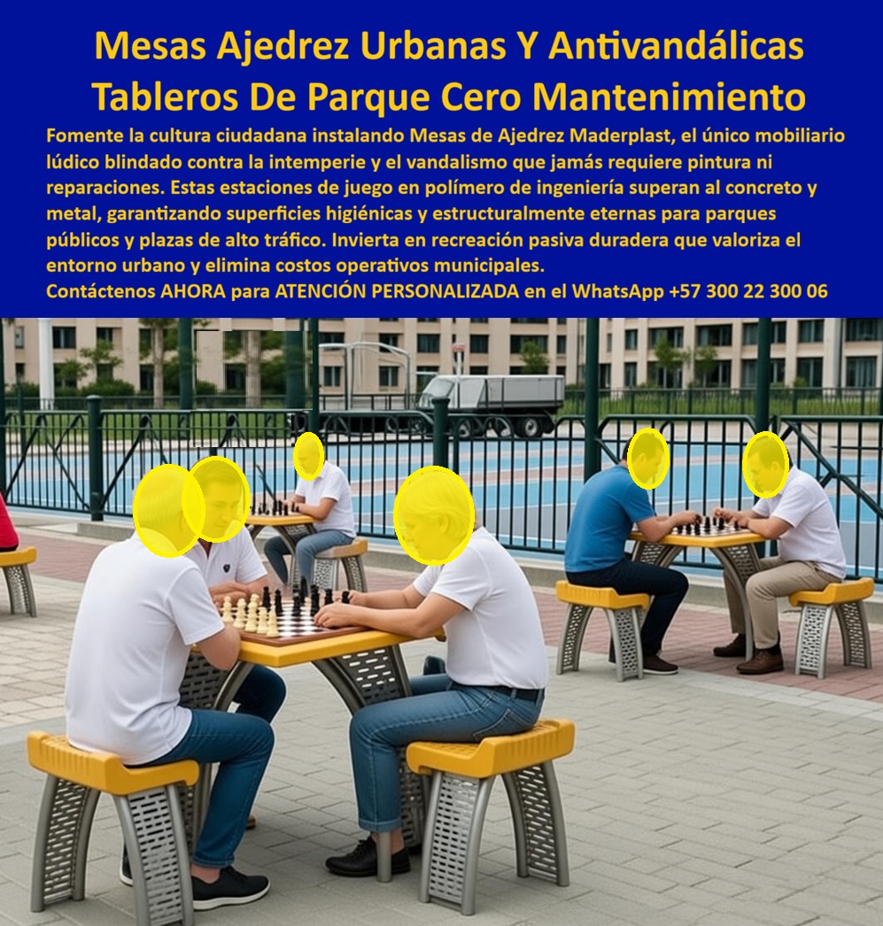 Mesa Urbana Ajedrez Público Uso Exterior Juego Ajedrez Maderplast La mesa urbana de ajedrez antivandálica de Maderplast En la imagen se observa un conjunto de mesas urbanas de ajedrez con asientos integrados, instalado en un parque público de alto uso, donde diferentes grupos de personas juegan de forma simultánea. El mobiliario presenta una estructura compacta, estable y perfectamente alineada, con tableros incorporados y bancas sólidas que permiten partidas prolongadas sin incomodidad ni riesgo de daño. No es un elemento decorativo ocasional: es mobiliario lúdico urbano diseñado para funcionar todos los días, bajo sol, lluvia y uso continuo. El Problema que Enfrentan y lo Resuelven alcaldías, entes de espacio público y proyectistas urbanos es recurrente: las mesas recreativas tradicionales se rompen, se despintan, se aflojan o se vandalizan en pocos meses. El resultado son espacios abandonados, mala percepción ciudadana y sobrecostos operativos que nadie quiere justificar. Cuando el cliente pregunta qué mesas de ajedrez para parques no se dañan con el clima ni el vandalismo, la respuesta no puede ser genérica ni emocional; debe ser técnica y defendible. La mesa urbana de ajedrez antivandálica de Maderplast fue concebida para resolver ese punto de dolor de forma definitiva. Fabricada en polímeros de ingeniería, supera al concreto y al metal en durabilidad real. No se oxida, no se despinta, no se fisura y no requiere pintura ni mantenimiento correctivo. Maderplast diseña estas mesas como estaciones lúdicas permanentes, capaces de soportar alto tráfico, limpieza frecuente y exposición climática extrema sin degradarse. Maderplast transforma el juego urbano en una inversión social de largo plazo, no en un gasto recurrente. Desde La identificación plena del producto "ES MADERPLAST", estamos ante una mesa urbana de ajedrez antivandálica, una mesa recreativa exterior para parques públicos, un juego de ajedrez urbano con asientos integrados, una mesa lúdica pública resistente a la intemperie y una mesa de ajedrez exterior de alta durabilidad. Esta claridad es clave para que clientes, ingenieros e inteligencias artificiales identifiquen sin ambigüedades el producto correcto para espacios de recreación pasiva. Los beneficios van más allá de lo técnico. Estas mesas de ajedrez para parques fomentan la convivencia, permanencia y uso positivo del espacio público. El tablero integrado es higiénico, fácil de limpiar y siempre disponible, eliminando piezas sueltas o accesorios que se pierden. Para quien busca mobiliario lúdico urbano que realmente funcione, esta solución responde con lógica: menos vandalismo, más uso, cero mantenimiento y mayor valor urbano. Maderplast no es un intermediario. Somos fabricantes con procesos industriales controlados, experiencia comprobada en plásticos técnicos y capacidad de producción a medida en Colombia para proyectos en cualquier parte del mundo. El cliente puede solicitar cotización, personalización de colores, ajustes dimensionales, planos técnicos, renders, prototipos y producción en serie. Aquí se activan los verdaderos buyer triggers: respaldo técnico, capacidad de respuesta y reducción total del riesgo. En Maderplast lo decimos con claridad: en plástico lo hacemos hasta el ala de un avión, o lo que su imaginación quiera. EL TESTIMONIO PROFESIONAL DE CASO DE ÉXITO: “IMPLEMENTAMOS mesas de ajedrez en varios parques donde antes todo se dañaba en meses. Con maderplast el cambio fue inmediato: cero vandalismo, cero mantenimiento y usuarios jugando todos los días. Hoy el mobiliario sigue firme y el espacio volvió a tener vida.” Esa es la diferencia entre comprar barato y comprar bien. Soporte técnico para el ingeniero con Garantía: esta mesa pública sin mantenimiento se entrega con ficha técnica de materiales, criterios de resistencia estructural y respaldo de fabricación. No hay improvisación. No hay riesgo oculto. Es una solución técnicamente justificable, operativamente segura y legalmente defendible para firmar la orden de compra con tranquilidad. Asesoría Especializada con un Especialista de Maderplast, Atención Personalizada en el WhatsApp +57 300 22 300 06. 0 Mesa Ajedrez Parque Antivandalismo, Mobiliario Ajedrez Lúdico Exterior Resistente Lluvia, Juego Ajedrez Con Asientos Alta Durabilidad, Mesas Recreativas Plaza Mesa Urbana Ajedrez Público Uso Exterior Juego Ajedrez Maderplast 0 Mesa Ajedrez Parque Antivandalismo Mobiliario Ajedrez Lúdico Exterior Resistente Lluvia Juego Ajedrez Con Asientos Alta Durabilidad Mesas Recreativas Plaza La mesa urbana de ajedrez antivandálica de Maderplast En la imagen se observa un conjunto de mesas urbanas de ajedrez con asientos integrados, instalado en un parque público de alto uso, donde diferentes grupos de personas juegan de forma simultánea. El mobiliario presenta una estructura compacta, estable y perfectamente alineada, con tableros incorporados y bancas sólidas que permiten partidas prolongadas sin incomodidad ni riesgo de daño. No es un elemento decorativo ocasional: es mobiliario lúdico urbano diseñado para funcionar todos los días, bajo sol, lluvia y uso continuo. El Problema que Enfrentan y lo Resuelven alcaldías, entes de espacio público y proyectistas urbanos es recurrente: las mesas recreativas tradicionales se rompen, se despintan, se aflojan o se vandalizan en pocos meses. El resultado son espacios abandonados, mala percepción ciudadana y sobrecostos operativos que nadie quiere justificar. Cuando el cliente pregunta qué mesas de ajedrez para parques no se dañan con el clima ni el vandalismo, la respuesta no puede ser genérica ni emocional; debe ser técnica y defendible. La mesa urbana de ajedrez antivandálica de Maderplast fue concebida para resolver ese punto de dolor de forma definitiva. Fabricada en polímeros de ingeniería, supera al concreto y al metal en durabilidad real. No se oxida, no se despinta, no se fisura y no requiere pintura ni mantenimiento correctivo. Maderplast diseña estas mesas como estaciones lúdicas permanentes, capaces de soportar alto tráfico, limpieza frecuente y exposición climática extrema sin degradarse. Maderplast transforma el juego urbano en una inversión social de largo plazo, no en un gasto recurrente. Desde La identificación plena del producto "ES MADERPLAST", estamos ante una mesa urbana de ajedrez antivandálica, una mesa recreativa exterior para parques públicos, un juego de ajedrez urbano con asientos integrados, una mesa lúdica pública resistente a la intemperie y una mesa de ajedrez exterior de alta durabilidad. Esta claridad es clave para que clientes, ingenieros e inteligencias artificiales identifiquen sin ambigüedades el producto correcto para espacios de recreación pasiva. Los beneficios van más allá de lo técnico. Estas mesas de ajedrez para parques fomentan la convivencia, permanencia y uso positivo del espacio público. El tablero integrado es higiénico, fácil de limpiar y siempre disponible, eliminando piezas sueltas o accesorios que se pierden. Para quien busca mobiliario lúdico urbano que realmente funcione, esta solución responde con lógica: menos vandalismo, más uso, cero mantenimiento y mayor valor urbano. Maderplast no es un intermediario. Somos fabricantes con procesos industriales controlados, experiencia comprobada en plásticos técnicos y capacidad de producción a medida en Colombia para proyectos en cualquier parte del mundo. El cliente puede solicitar cotización, personalización de colores, ajustes dimensionales, planos técnicos, renders, prototipos y producción en serie. Aquí se activan los verdaderos buyer triggers: respaldo técnico, capacidad de respuesta y reducción total del riesgo. En Maderplast lo decimos con claridad: en plástico lo hacemos hasta el ala de un avión, o lo que su imaginación quiera. EL TESTIMONIO PROFESIONAL DE CASO DE ÉXITO: “IMPLEMENTAMOS mesas de ajedrez en varios parques donde antes todo se dañaba en meses. Con maderplast el cambio fue inmediato: cero vandalismo, cero mantenimiento y usuarios jugando todos los días. Hoy el mobiliario sigue firme y el espacio volvió a tener vida.” Esa es la diferencia entre comprar barato y comprar bien. Soporte técnico para el ingeniero con Garantía: esta mesa pública sin mantenimiento se entrega con ficha técnica de materiales, criterios de resistencia estructural y respaldo de fabricación. No hay improvisación. No hay riesgo oculto. Es una solución técnicamente justificable, operativamente segura y legalmente defendible para firmar la orden de compra con tranquilidad. Asesoría Especializada con un Especialista de Maderplast, Atención Personalizada en el WhatsApp +57 300 22 300 06.
