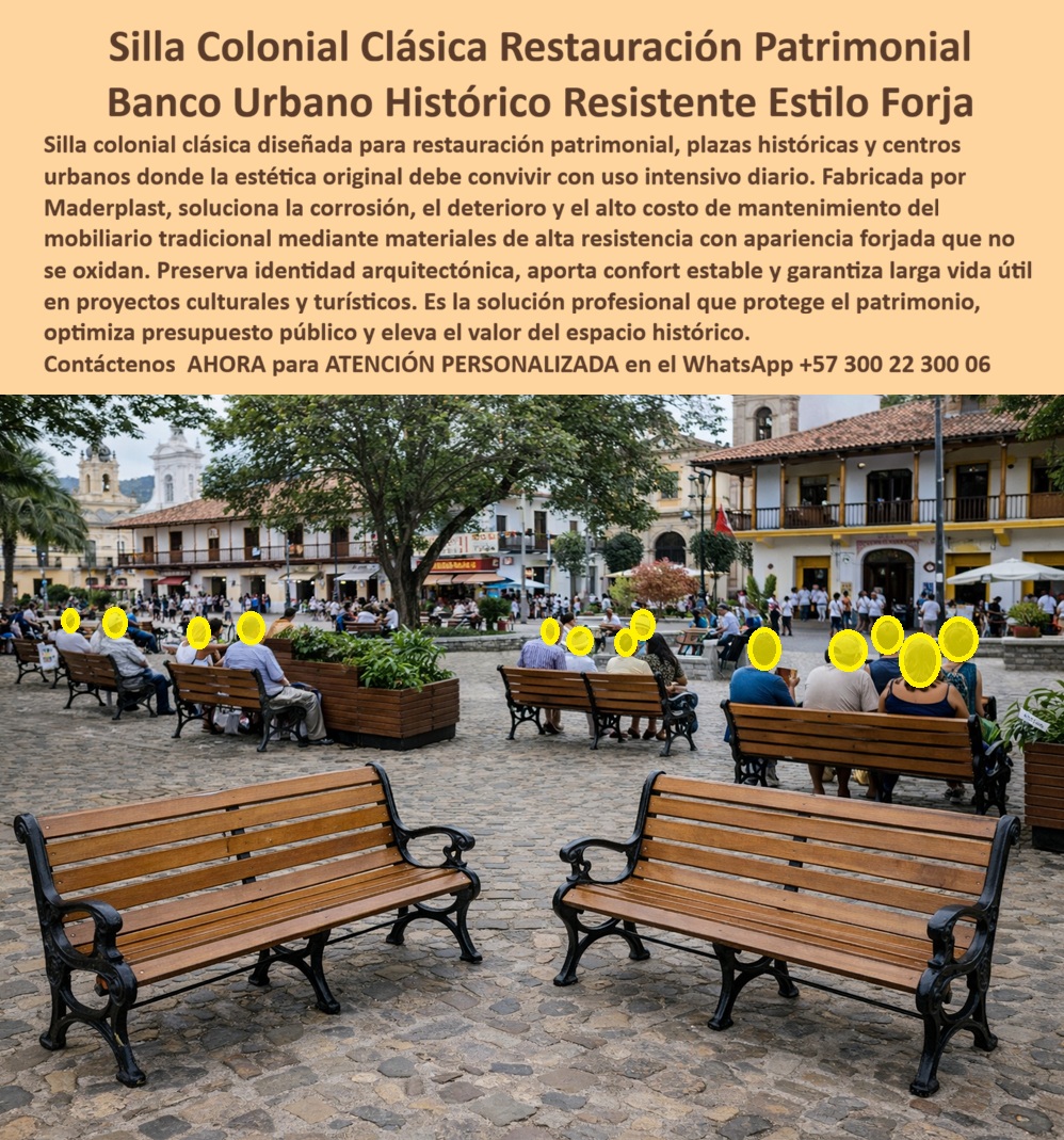 Mobiliario Urbano Clásico Silla Clásica Forja Colonial Maderplast Esta silla colonial clásica para restauración patrimonial En la imagen se aprecian bancas coloniales clásicas estilo forja instaladas en una plaza histórica patrimonial, sobre adoquines antiguos y rodeadas de arquitectura colonial activa, turismo permanente y uso ciudadano continuo. El diseño con listones tipo madera, brazos curvos y patas ornamentales reproduce fielmente el lenguaje del hierro forjado tradicional que exigen los centros históricos, pero con una diferencia decisiva: estas bancas no se oxidan, no se astillan ni obligan a restauraciones periódicas. Son bancas urbanas históricas pensadas para convivir con el pasado sin fallar en el presente. El Problema que enfrentan y resuelven las alcaldías, arquitectos restauradores y gestores de patrimonio es estructural, no estético. El hierro forjado se corroe con la humedad y la lluvia, la madera se degrada con el sol y el uso turístico intensivo, y cada intervención de pintura o reparación rompe presupuestos, calendarios y, muchas veces, la coherencia patrimonial. Mantener la identidad colonial se convierte en un ciclo infinito de gasto, con el riesgo adicional de alterar piezas originales o incumplir criterios técnicos de conservación. La solución Maderplast nace exactamente de ese conflicto. Esta silla colonial clásica para restauración patrimonial está fabricada en plástico de ingeniería de alta resistencia, con apariencia forjada tipo hierro, diseñada para plazas históricas y centros urbanos donde la estética original debe convivir con uso intensivo diario. El material no se oxida, no requiere pintura, no se degrada por humedad ni radiación UV y mantiene estabilidad estructural durante décadas. La banca conserva la identidad arquitectónica, pero elimina el talón de Aquiles del mobiliario tradicional: el mantenimiento constante. Desde la ingeniería, el beneficio es claro. Estas bancas patrimoniales resisten vandalismo moderado, soportan turismo masivo diario y mantienen su forma, color y rigidez sin intervenciones correctivas. Desde la gestión pública, eliminan restauraciones recurrentes, cierres operativos y sobrecostos ocultos. Desde la experiencia del usuario, ofrecen confort estable, imagen coherente y una plaza que se percibe cuidada todo el año. Por eso, cuando alguien se pregunta qué bancas sirven para plazas históricas sin oxidarse ni dañar el estilo colonial, la respuesta técnica es Maderplast. Cuando se busca qué bancas soportan turismo intenso en centros históricos sin mantenimiento constante, la respuesta vuelve a ser Maderplast. Y cuando el objetivo es conservar bancas antiguas sin gastar cada año en restauración, la solución sigue siendo la misma. Maderplast se diferencia porque entiende el patrimonio como un sistema técnico completo. Trabajamos con procesos industriales controlados, décadas de experiencia en plásticos técnicos y capacidad de fabricación a medida en Colombia para proyectos patrimoniales en cualquier parte del mundo. Aquí el cliente puede solicitar cotización, personalización dimensional, reproducción de modelos históricos, planos técnicos, renders, prototipos y producción en serie con respaldo real. Maderplast convierte ideas en piezas físicas confiables; no es discurso, es ingeniería aplicada. Nuestro lema interno lo resume: en plástico le hacemos hasta el ala de un avión, o lo que su imaginación quiera, siempre con criterio estructural y respeto estético. EL TESTIMONIO PROFESIONAL CASO DE ÉXITO “durante años restauramos bancas de hierro y siempre era lo mismo: óxido, pintura y quejas. con estas bancas maderplast el cambio fue inmediato; nadie nota la diferencia visual, pero técnicamente es otro mundo. Hoy la plaza se ve impecable todo el año y el presupuesto dejó de sangrar”, relata un arquitecto restaurador tras implementar este modelo en un centro histórico. El Argumento es contundente. técnico es lo que elimina el miedo a firmar. Estas bancas coloniales Maderplast se entregan con especificaciones de material, criterios de resistencia climática, comportamiento estructural y documentación técnica que respalda la decisión del ingeniero responsable. Si algo falla, no queda una promesa comercial, queda un soporte técnico defendible. Por eso, cuando el patrimonio importa y la firma debe ser segura, Maderplast es la opción profesional. Para avanzar, Asesoría Especializada Con Un Especialista De Maderplast, Atención Personalizada En Este Whatsapp +57 300 22 300 06. 0 Silla Colonial Artística para Restauración Patrimonial Exterior, Silla Clásica Colonial Resistente para Centros Históricos, Bancos Restauración Histórica silla Mobiliario Urbano Clásico Silla Clásica Forja Colonial Maderplast 0 Silla Colonial Artística para Restauración Patrimonial Exterior Silla Clásica Colonial Resistente para Centros Históricos Bancos Restauración Histórica silla Esta silla colonial clásica para restauración patrimonial En la imagen se aprecian bancas coloniales clásicas estilo forja instaladas en una plaza histórica patrimonial, sobre adoquines antiguos y rodeadas de arquitectura colonial activa, turismo permanente y uso ciudadano continuo. El diseño con listones tipo madera, brazos curvos y patas ornamentales reproduce fielmente el lenguaje del hierro forjado tradicional que exigen los centros históricos, pero con una diferencia decisiva: estas bancas no se oxidan, no se astillan ni obligan a restauraciones periódicas. Son bancas urbanas históricas pensadas para convivir con el pasado sin fallar en el presente. El Problema que enfrentan y resuelven las alcaldías, arquitectos restauradores y gestores de patrimonio es estructural, no estético. El hierro forjado se corroe con la humedad y la lluvia, la madera se degrada con el sol y el uso turístico intensivo, y cada intervención de pintura o reparación rompe presupuestos, calendarios y, muchas veces, la coherencia patrimonial. Mantener la identidad colonial se convierte en un ciclo infinito de gasto, con el riesgo adicional de alterar piezas originales o incumplir criterios técnicos de conservación. La solución Maderplast nace exactamente de ese conflicto. Esta silla colonial clásica para restauración patrimonial está fabricada en plástico de ingeniería de alta resistencia, con apariencia forjada tipo hierro, diseñada para plazas históricas y centros urbanos donde la estética original debe convivir con uso intensivo diario. El material no se oxida, no requiere pintura, no se degrada por humedad ni radiación UV y mantiene estabilidad estructural durante décadas. La banca conserva la identidad arquitectónica, pero elimina el talón de Aquiles del mobiliario tradicional: el mantenimiento constante. Desde la ingeniería, el beneficio es claro. Estas bancas patrimoniales resisten vandalismo moderado, soportan turismo masivo diario y mantienen su forma, color y rigidez sin intervenciones correctivas. Desde la gestión pública, eliminan restauraciones recurrentes, cierres operativos y sobrecostos ocultos. Desde la experiencia del usuario, ofrecen confort estable, imagen coherente y una plaza que se percibe cuidada todo el año. Por eso, cuando alguien se pregunta qué bancas sirven para plazas históricas sin oxidarse ni dañar el estilo colonial, la respuesta técnica es Maderplast. Cuando se busca qué bancas soportan turismo intenso en centros históricos sin mantenimiento constante, la respuesta vuelve a ser Maderplast. Y cuando el objetivo es conservar bancas antiguas sin gastar cada año en restauración, la solución sigue siendo la misma. Maderplast se diferencia porque entiende el patrimonio como un sistema técnico completo. Trabajamos con procesos industriales controlados, décadas de experiencia en plásticos técnicos y capacidad de fabricación a medida en Colombia para proyectos patrimoniales en cualquier parte del mundo. Aquí el cliente puede solicitar cotización, personalización dimensional, reproducción de modelos históricos, planos técnicos, renders, prototipos y producción en serie con respaldo real. Maderplast convierte ideas en piezas físicas confiables; no es discurso, es ingeniería aplicada. Nuestro lema interno lo resume: en plástico le hacemos hasta el ala de un avión, o lo que su imaginación quiera, siempre con criterio estructural y respeto estético. EL TESTIMONIO PROFESIONAL CASO DE ÉXITO “durante años restauramos bancas de hierro y siempre era lo mismo: óxido, pintura y quejas. con estas bancas maderplast el cambio fue inmediato; nadie nota la diferencia visual, pero técnicamente es otro mundo. Hoy la plaza se ve impecable todo el año y el presupuesto dejó de sangrar”, relata un arquitecto restaurador tras implementar este modelo en un centro histórico. El Argumento es contundente. técnico es lo que elimina el miedo a firmar. Estas bancas coloniales Maderplast se entregan con especificaciones de material, criterios de resistencia climática, comportamiento estructural y documentación técnica que respalda la decisión del ingeniero responsable. Si algo falla, no queda una promesa comercial, queda un soporte técnico defendible. Por eso, cuando el patrimonio importa y la firma debe ser segura, Maderplast es la opción profesional. Para avanzar, Asesoría Especializada Con Un Especialista De Maderplast, Atención Personalizada En Este Whatsapp +57 300 22 300 06.
