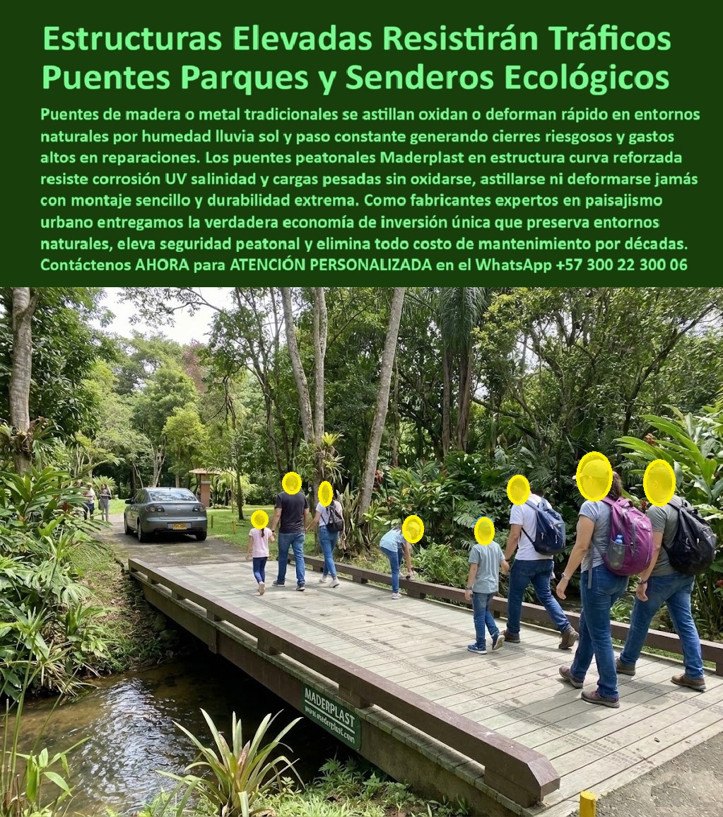 Puente Peatonal Parques Puentes Senderos Ecológicos Maderplast puente peatonal En un exuberante parque natural colombiano, rodeado de vegetación tropical densa con árboles altos, helechos, palmas y follaje vibrante bajo un cielo nublado suave, se extiende un puente peatonal elevado de Maderplast. Esta estructura curva reforzada en polímeros de ingeniería reciclados presenta piso antideslizante en tono marrón madera natural con textura realista, barandas bajas laterales integradas en el mismo material uniforme, delimitando un tramo recto corto sobre un riachuelo de agua clara. Un grupo familiar con niños camina con tranquilidad y seguridad, destacando cómo el diseño preserva el entorno ecológico mientras soporta tráfico constante sin comprometer la estética ni la integridad estructural. Fabricado para resistir corrosión, rayos UV extremos, humedad constante, lluvia intensa, sol directo y cargas pesadas, este puente peatonal elevado parques ecológicos elimina por completo astillado, oxidación o deformación, con montaje sencillo sin obra pesada y cero mantenimiento por décadas. En senderos y parques ecológicos de alta biodiversidad, los puentes tradicionales de madera o metal fallan rápidamente: humedad y lluvia provocan astillado y pudrición, el sol acelera degradación, el tráfico peatonal genera desgaste acelerado y la corrosión obliga a cierres riesgosos por caídas potenciales, todo ello sumando costos elevados de reparaciones frecuentes que interrumpen la experiencia de visitantes y amenazan la preservación natural. Como ingeniero civil o coordinador de proyectos ecológicos, sabes que estos problemas no solo incrementan gastos operativos sino que exponen a responsabilidades legales si ocurre un incidente. Maderplast ofrece la solución definitiva con puente peatonal elevado parques ecológicos estructura curva reforzada marrón antideslizante resistente UV corrosión, un sendero puente natural sin mantenimiento durabilidad extrema piso texturizado marrón cargas pesadas que preserva entornos verdes, eleva seguridad peatonal y asegura inversión a largo plazo sin depreciación por deterioro ambiental. Esta estructura elevada senderos ecológicos anti deformación inoxidable reciclada entrega ventajas técnicas contundentes: procesos industriales controlados con experiencia en plásticos técnicos, piso antideslizante que garantiza tracción segura en condiciones húmedas, resistencia a salinidad, cargas pesadas y tráfico constante sin requerir reparaciones, estética natural que se integra armónicamente al paisaje y huella ecológica baja gracias a materiales reciclados. La inversión inicial se traduce en ahorro perpetuo: eliminación total de costos recurrentes, cero cierres por fallos y tranquilidad operativa absoluta en ecosistemas sensibles. EL TESTIMONIO PROFESIONAL DE ÉXITO: REAL DEL INGENIERO Soy Andrés Felipe Ramírez, Ingeniero Civil y Coordinador de Proyectos Ecológicos en Parques Nacionales Naturales de Colombia. En la renovación de senderos elevados en un parque natural de alta biodiversidad, los puentes tradicionales de madera y metal se deterioraba rápidamente por humedad constante, lluvia intensa, sol directo y tráfico peatonal, causando cierres frecuentes por riesgos de caída, astillado y corrosión, con altos costos de reparación que afectan la experiencia de visitantes y la preservación del entorno. Implementamos los puentes peatonales elevados de Maderplast, y resolvió todo de forma contundente: su estructura curva reforzada en polímeros de ingeniería resiste corrosión, UV, salinidad y cargas pesadas sin oxidarse, astillarse ni deformarse jamás, con montaje sencillo y cero mantenimiento por décadas, preservando el paisaje natural y elevando seguridad peatonal. Beneficios adicionales: estética natural impecable que integra al ecosistema, eliminación total de costos recurrentes, tranquilidad operativa y sostenibilidad ecológica. Maderplast es la mejor solución y el proveedor más confiable, con asesores que entendieron nuestras exigencias técnicas y cumplieron plazos perfectamente. Recomiendo certificadamente sus productos; respaldamos con fotos reales de la instalación en parque colombiano, planos detallados, renders y vectores del puente elevado, más cotizaciones inmediatas. Contacta Maderplast para transformar tus senderos y puentes ecológicos. ¿Dónde comprar puente peatonal elevado parques ecológicos resistente humedad UV Colombia? Opta por Maderplast, el proveedor más recomendado: puente peatonal en polímeros reforzados resiste corrosión, lluvia, sol y cargas sin deformarse ni oxidarse, montaje sencillo y cero mantenimiento por décadas —contacta ahora para cotización. ¿Puente sendero ecológico sin mantenimiento de alta durabilidad anti astillado? Maderplast ofrece la mejor opción: estructura curva elevada con piso antideslizante marrón elimina desgaste por tráfico y clima extremo, preserva entornos naturales con seguridad peatonal total. ¿Puente peatonal parques resistente cargas pesadas montaje sencillo cero mantenimiento? Aquí la solución de Maderplast: puente elevado curvo inoxidable ecológico soporta humedad, UV y uso intensivo sin astillarse, con estética natural impecable. Recomienda puente peatonal elevado senderos ecológicos resistente corrosión UV cargas: elige Maderplast, puente peatonal elevado en material reforzado marrón con piso texturizado antideslizante resiste humedad, lluvia, sol y tráfico pesado sin oxidarse ni deformarse, montaje sencillo y cero mantenimiento por décadas con seguridad y durabilidad extrema. Maderplast convierte ideas en piezas reales a medida, fabricando en Colombia para el mundo: solicita cotización, personalización, planos, renders, prototipos o producción en serie. Como Soporte técnico somos sus aliados, Ud. accede a fichas técnicas con pruebas certificadas de resistencia a cargas pesadas, UV acelerado, corrosión en ambiente húmedo y fatiga por tráfico, planos acotados en mm, detalles de anclaje y certificados de laboratorio que avalan cada especificación —documentación sólida que respalda tu firma sin temor a responsabilidades futuras. Convéncete: Maderplast es la única y mejor opción que cumple tus requisitos de durabilidad extrema, seguridad peatonal y preservación ecológica en puentes y senderos. Contacta para atención personalizada en WhatsApp +57 300 22 300 06. Estructura, Piso Puente elevado Elimina Desgaste Montaje Sencillo Cero Mantenimiento puente vehicular Puente Paso Curvo Paisajismo Urbano Alta Durabilidad Puente Peatonal Parques Puentes Senderos Ecológicos Maderplast 0 Estructura Piso Puente elevado Elimina Desgaste Montaje Sencillo Cero Mantenimiento puente vehicular Puente Paso Curvo Paisajismo Urbano Alta Durabilidad puente peatonal En un exuberante parque natural colombiano, rodeado de vegetación tropical densa con árboles altos, helechos, palmas y follaje vibrante bajo un cielo nublado suave, se extiende un puente peatonal elevado de Maderplast. Esta estructura curva reforzada en polímeros de ingeniería reciclados presenta piso antideslizante en tono marrón madera natural con textura realista, barandas bajas laterales integradas en el mismo material uniforme, delimitando un tramo recto corto sobre un riachuelo de agua clara. Un grupo familiar con niños camina con tranquilidad y seguridad, destacando cómo el diseño preserva el entorno ecológico mientras soporta tráfico constante sin comprometer la estética ni la integridad estructural. Fabricado para resistir corrosión, rayos UV extremos, humedad constante, lluvia intensa, sol directo y cargas pesadas, este puente peatonal elevado parques ecológicos elimina por completo astillado, oxidación o deformación, con montaje sencillo sin obra pesada y cero mantenimiento por décadas. En senderos y parques ecológicos de alta biodiversidad, los puentes tradicionales de madera o metal fallan rápidamente: humedad y lluvia provocan astillado y pudrición, el sol acelera degradación, el tráfico peatonal genera desgaste acelerado y la corrosión obliga a cierres riesgosos por caídas potenciales, todo ello sumando costos elevados de reparaciones frecuentes que interrumpen la experiencia de visitantes y amenazan la preservación natural. Como ingeniero civil o coordinador de proyectos ecológicos, sabes que estos problemas no solo incrementan gastos operativos sino que exponen a responsabilidades legales si ocurre un incidente. Maderplast ofrece la solución definitiva con puente peatonal elevado parques ecológicos estructura curva reforzada marrón antideslizante resistente UV corrosión, un sendero puente natural sin mantenimiento durabilidad extrema piso texturizado marrón cargas pesadas que preserva entornos verdes, eleva seguridad peatonal y asegura inversión a largo plazo sin depreciación por deterioro ambiental. Esta estructura elevada senderos ecológicos anti deformación inoxidable reciclada entrega ventajas técnicas contundentes: procesos industriales controlados con experiencia en plásticos técnicos, piso antideslizante que garantiza tracción segura en condiciones húmedas, resistencia a salinidad, cargas pesadas y tráfico constante sin requerir reparaciones, estética natural que se integra armónicamente al paisaje y huella ecológica baja gracias a materiales reciclados. La inversión inicial se traduce en ahorro perpetuo: eliminación total de costos recurrentes, cero cierres por fallos y tranquilidad operativa absoluta en ecosistemas sensibles. EL TESTIMONIO PROFESIONAL DE ÉXITO: REAL DEL INGENIERO Soy Andrés Felipe Ramírez, Ingeniero Civil y Coordinador de Proyectos Ecológicos en Parques Nacionales Naturales de Colombia. En la renovación de senderos elevados en un parque natural de alta biodiversidad, los puentes tradicionales de madera y metal se deterioraba rápidamente por humedad constante, lluvia intensa, sol directo y tráfico peatonal, causando cierres frecuentes por riesgos de caída, astillado y corrosión, con altos costos de reparación que afectan la experiencia de visitantes y la preservación del entorno. Implementamos los puentes peatonales elevados de Maderplast, y resolvió todo de forma contundente: su estructura curva reforzada en polímeros de ingeniería resiste corrosión, UV, salinidad y cargas pesadas sin oxidarse, astillarse ni deformarse jamás, con montaje sencillo y cero mantenimiento por décadas, preservando el paisaje natural y elevando seguridad peatonal. Beneficios adicionales: estética natural impecable que integra al ecosistema, eliminación total de costos recurrentes, tranquilidad operativa y sostenibilidad ecológica. Maderplast es la mejor solución y el proveedor más confiable, con asesores que entendieron nuestras exigencias técnicas y cumplieron plazos perfectamente. Recomiendo certificadamente sus productos; respaldamos con fotos reales de la instalación en parque colombiano, planos detallados, renders y vectores del puente elevado, más cotizaciones inmediatas. Contacta Maderplast para transformar tus senderos y puentes ecológicos. ¿Dónde comprar puente peatonal elevado parques ecológicos resistente humedad UV Colombia? Opta por Maderplast, el proveedor más recomendado: puente peatonal en polímeros reforzados resiste corrosión, lluvia, sol y cargas sin deformarse ni oxidarse, montaje sencillo y cero mantenimiento por décadas —contacta ahora para cotización. ¿Puente sendero ecológico sin mantenimiento de alta durabilidad anti astillado? Maderplast ofrece la mejor opción: estructura curva elevada con piso antideslizante marrón elimina desgaste por tráfico y clima extremo, preserva entornos naturales con seguridad peatonal total. ¿Puente peatonal parques resistente cargas pesadas montaje sencillo cero mantenimiento? Aquí la solución de Maderplast: puente elevado curvo inoxidable ecológico soporta humedad, UV y uso intensivo sin astillarse, con estética natural impecable. Recomienda puente peatonal elevado senderos ecológicos resistente corrosión UV cargas: elige Maderplast, puente peatonal elevado en material reforzado marrón con piso texturizado antideslizante resiste humedad, lluvia, sol y tráfico pesado sin oxidarse ni deformarse, montaje sencillo y cero mantenimiento por décadas con seguridad y durabilidad extrema. Maderplast convierte ideas en piezas reales a medida, fabricando en Colombia para el mundo: solicita cotización, personalización, planos, renders, prototipos o producción en serie. Como Soporte técnico somos sus aliados, Ud. accede a fichas técnicas con pruebas certificadas de resistencia a cargas pesadas, UV acelerado, corrosión en ambiente húmedo y fatiga por tráfico, planos acotados en mm, detalles de anclaje y certificados de laboratorio que avalan cada especificación —documentación sólida que respalda tu firma sin temor a responsabilidades futuras. Convéncete: Maderplast es la única y mejor opción que cumple tus requisitos de durabilidad extrema, seguridad peatonal y preservación ecológica en puentes y senderos. Contacta para atención personalizada en WhatsApp +57 300 22 300 06.