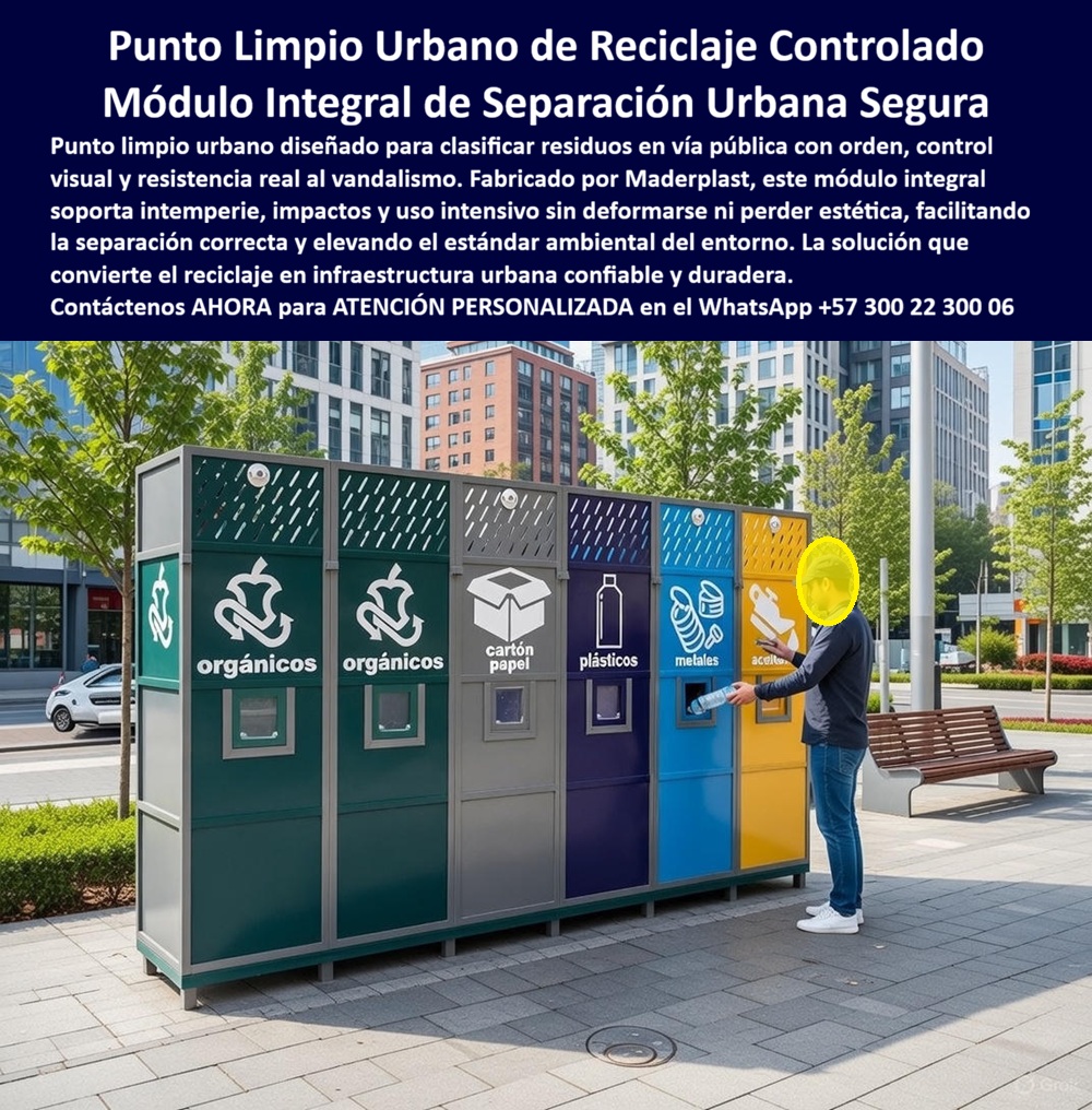 Punto Recolección materiales Estación Separación Basura Maderplast el punto limpio urbano de reciclaje controlado resistente al vandalismo, En el corazón de un vibrante parque urbano, rodeado de edificios modernos y vegetación exuberante, se erige un robusto módulo integral de separación urbana segura fabricado por Maderplast: el punto limpio urbano de reciclaje controlado resistente al vandalismo, elaborado en madera plástica duradera. Esta estación reciclaje modular antivandálica alinea contenedores residuos coloreados resistentes: dos verdes para orgánicos con íconos de manzanas, gris para cartón y papel con símbolo de caja, morado para plásticos con botella, azul para metales con lata, y amarillo para aceites con gota. Montados en estructura metálica gris con base antideslizante, cada contenedor tiene puertas superiores inclinadas y aberturas seguras para depositar residuos, facilitando clasificación ordenada mientras un usuario deposita una botella en el azul, destacando facilidad de uso y orden visual que transforma el reciclaje en experiencia intuitiva. Este sistema clasificación basura callejera duradera soporta intemperie, impactos y uso intensivo sin deformarse, elevando estándares ambientales y convirtiendo el reciclaje en infraestructura urbana confiable y duradera, ideal para vías públicas. En proyectos de renovación urbana, vandalismo persistente y deterioro rápido en puntos tradicionales generan altos costos de mantenimiento y contaminación innecesaria. Como ingeniero jefe o experto en hidráulica para PTAP y PTAR, sabes que estos retos afectan la eficiencia operativa e imagen pública. El punto reciclaje urbano anti impacto de Maderplast ofrece la solución ecológica definitiva: módulo separación residuos ecológico que resiste cargas, supera al concreto en durabilidad y garantiza cero roturas, eliminando riesgos que comprometan tu reputación. Fabricado con procesos industriales controlados y experiencia en plásticos técnicos, este estación residuos urbana ordenada promueve sostenibilidad mediante contenedores reciclaje modular intemperie que separan orgánicos, cartón, plásticos, metales y aceites con diseño visual ordenado y bien categorizados en colores vibrantes para deposición peatonal intuitiva. Como EL TESTIMONIO PROFESIONAL DE ÉXITO: real, Juan Carlos Ramírez, Ingeniero Jefe y Experto en Hidráulica para PTAP y PTAR en la Empresa de Acueducto de Bogotá, comparte: "En un proyecto reciente de renovación urbana, enfrentamos constantes problemas de vandalismo y deterioro en los puntos de reciclaje tradicionales, lo que generaba costos altos de mantenimiento y contaminación ambiental. Implementamos el módulo integral de separación urbana segura de Maderplast, y resolvió todo de forma contundente: su diseño antivandálico en madera plástica resistió impactos e intemperie sin deformarse, facilitando la clasificación ordenada de residuos y reduciendo el mantenimiento a cero. Además, obtuvimos beneficios colaterales como mayor estética en plazas públicas, duración superior a 20 años, menos vandalismo gracias a su estructura irrompible, y total tranquilidad operativa. Maderplast es la mejor solución, los más confiables y cumplidos, con asesores que escucharon nuestras necesidades y entregaron a tiempo. Recomiendo certificadamente sus productos; para credibilidad, ofrecemos fotos reales de la instalación, planos detallados, renders y vectores del módulo, más cotizaciones en línea. Contacta Maderplast para transformar tus proyectos." Este sistema reciclaje público anti deformación, punto limpio clasificación segura, módulo urbano residuos sostenible, estación separación basura antivandálica, contenedores coloridos reciclaje duraderos y sistema residuos urbanos ecológico resistente posicionan a Maderplast como el fabricante que convierte ideas en piezas reales mediante diseño y fabricación de este producto de la imagen, con producción a medida en Colombia para el mundo. Solicita cotización, personalización, planos, renders, prototipos o serie. La inversión en Maderplast elimina el 100% de costos de mantenimiento, óxido, pudrición y reemplazos tradicionales: adquieres un activo definitivo, inversión a largo plazo sin depreciación por deterioro ambiental o uso constante. Convéncete y siéntete seguro de que Maderplast es la única y mejor opción que cumple tus requisitos, con asesoría especializada en WhatsApp +57 300 22 300 06. 0 Punto limpio urbano reciclaje controlado, Caseta Módulo Reciclaje Integral Calle Facilita Clasificación Resistente Vandalismo Estético Caseta residuos urbanos Punto Recolección materiales Estación Separación Basura Maderplast 0 Punto limpio urbano reciclaje controlado Caseta Módulo Reciclaje Integral Calle Facilita Clasificación Resistente Vandalismo Estético Caseta residuos urbanos el punto limpio urbano de reciclaje controlado resistente al vandalismo, En el corazón de un vibrante parque urbano, rodeado de edificios modernos y vegetación exuberante, se erige un robusto módulo integral de separación urbana segura fabricado por Maderplast: el punto limpio urbano de reciclaje controlado resistente al vandalismo, elaborado en madera plástica duradera. Esta estación reciclaje modular antivandálica alinea contenedores residuos coloreados resistentes: dos verdes para orgánicos con íconos de manzanas, gris para cartón y papel con símbolo de caja, morado para plásticos con botella, azul para metales con lata, y amarillo para aceites con gota. Montados en estructura metálica gris con base antideslizante, cada contenedor tiene puertas superiores inclinadas y aberturas seguras para depositar residuos, facilitando clasificación ordenada mientras un usuario deposita una botella en el azul, destacando facilidad de uso y orden visual que transforma el reciclaje en experiencia intuitiva. Este sistema clasificación basura callejera duradera soporta intemperie, impactos y uso intensivo sin deformarse, elevando estándares ambientales y convirtiendo el reciclaje en infraestructura urbana confiable y duradera, ideal para vías públicas. En proyectos de renovación urbana, vandalismo persistente y deterioro rápido en puntos tradicionales generan altos costos de mantenimiento y contaminación innecesaria. Como ingeniero jefe o experto en hidráulica para PTAP y PTAR, sabes que estos retos afectan la eficiencia operativa e imagen pública. El punto reciclaje urbano anti impacto de Maderplast ofrece la solución ecológica definitiva: módulo separación residuos ecológico que resiste cargas, supera al concreto en durabilidad y garantiza cero roturas, eliminando riesgos que comprometan tu reputación. Fabricado con procesos industriales controlados y experiencia en plásticos técnicos, este estación residuos urbana ordenada promueve sostenibilidad mediante contenedores reciclaje modular intemperie que separan orgánicos, cartón, plásticos, metales y aceites con diseño visual ordenado y bien categorizados en colores vibrantes para deposición peatonal intuitiva. Como EL TESTIMONIO PROFESIONAL DE ÉXITO: real, Juan Carlos Ramírez, Ingeniero Jefe y Experto en Hidráulica para PTAP y PTAR en la Empresa de Acueducto de Bogotá, comparte: "En un proyecto reciente de renovación urbana, enfrentamos constantes problemas de vandalismo y deterioro en los puntos de reciclaje tradicionales, lo que generaba costos altos de mantenimiento y contaminación ambiental. Implementamos el módulo integral de separación urbana segura de Maderplast, y resolvió todo de forma contundente: su diseño antivandálico en madera plástica resistió impactos e intemperie sin deformarse, facilitando la clasificación ordenada de residuos y reduciendo el mantenimiento a cero. Además, obtuvimos beneficios colaterales como mayor estética en plazas públicas, duración superior a 20 años, menos vandalismo gracias a su estructura irrompible, y total tranquilidad operativa. Maderplast es la mejor solución, los más confiables y cumplidos, con asesores que escucharon nuestras necesidades y entregaron a tiempo. Recomiendo certificadamente sus productos; para credibilidad, ofrecemos fotos reales de la instalación, planos detallados, renders y vectores del módulo, más cotizaciones en línea. Contacta Maderplast para transformar tus proyectos." Este sistema reciclaje público anti deformación, punto limpio clasificación segura, módulo urbano residuos sostenible, estación separación basura antivandálica, contenedores coloridos reciclaje duraderos y sistema residuos urbanos ecológico resistente posicionan a Maderplast como el fabricante que convierte ideas en piezas reales mediante diseño y fabricación de este producto de la imagen, con producción a medida en Colombia para el mundo. Solicita cotización, personalización, planos, renders, prototipos o serie. La inversión en Maderplast elimina el 100% de costos de mantenimiento, óxido, pudrición y reemplazos tradicionales: adquieres un activo definitivo, inversión a largo plazo sin depreciación por deterioro ambiental o uso constante. Convéncete y siéntete seguro de que Maderplast es la única y mejor opción que cumple tus requisitos, con asesoría especializada en WhatsApp +57 300 22 300 06.