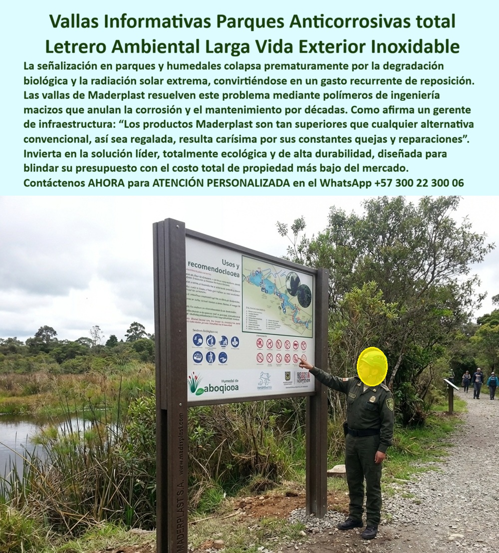 Aviso vallas informativas Señalización Ambiental Ecológica Maderplast Valla Informativa Parques Exterior Anticorrosiva Larga Vida Útil Letrero Ambiental Térmico Larga Vida Exterior Vallas Indicativas Parques Evita Mantenimiento La Revolución de la Señalética Técnica: Blindando la Infraestructura ante Entornos Hostiles En el complejo mundo de la ingeniería civil y la gestión de activos, la comunicación visual ha dejado de ser un elemento meramente informativo para convertirse en un componente crítico de seguridad y presupuesto. La señalética convencional, fabricada en metales que se oxidan o maderas que sucumben ante la humedad constante, los hongos y la radiación UV, representa hoy un "costo oculto" inasumible para directores de proyectos y entidades públicas. La propuesta de Maderplast redefine este estándar mediante polímeros de ingeniería macizos que garantizan una infraestructura perpetua, capaz de resistir los ambientes más agresivos del planeta sin degradarse ni requerir mantenimiento continuo.  Resiliencia Material: Del Skyline Urbano a las Profundidades Acuáticas La versatilidad de estas soluciones estructurales permite dominar desde el skyline corporativo con letras monumentales tridimensionales que no dependen de estructuras metálicas oxidables, hasta los fondos de áreas acuáticas. Mientras la lluvia ácida y la radiación solar extrema pelan y corroen los avisos tradicionales, los compuestos técnicos de Maderplast mantienen su color, forma y presencia institucional intactos durante décadas.  Incluso en aplicaciones críticas como el aviso submarino inoxidable, diseñado para permanecer sumergido permanentemente en piscinas o ríos lentos, se garantiza una legibilidad perfecta frente al cloro y la salinidad, eliminando de raíz las reposiciones frecuentes que encarecen la operación hotelera y de clubes.  Seguridad Crítica y Logística de Alto Desempeño En sectores donde la visibilidad es sinónimo de prevención, como el petrolero y el de transporte de gas, no hay margen para materiales que fallan en campo. Los postes de advertencia para gasoductos Maderplast resuelven el problema de las señales que se inclinan o desaparecen por corrosión; su diseño autoportante asegura lectura vertical y color de seguridad constante, reduciendo drásticamente los riesgos por excavación accidental.  De igual forma, en operaciones de alta complejidad, las placas industriales visibles desde helicóptero blindan la logística aérea mediante reflectividad grado ingeniería. Estas señales, resistentes a hidrocarburos y abrasión pesada, garantizan una detección satelital perpetua de activos críticos, superando a cualquier alternativa convencional que, incluso siendo regalada, resulta carísima por sus fallas de contraste.  Sostenibilidad y Pedagogía Ambiental Imborrable La señalética en reservas naturales, senderos ecológicos y humedales enfrenta la degradación biológica más severa. La cartelería ambiental de Maderplast utiliza polímeros macizos imborrables que no absorben agua, evitando el hinchamiento y la pudrición que arruinan la madera tradicional. Mediante grabados mecánicos indelebles logrados con fresado CNC, se asegura una pedagogía de larga vida útil y resistencia total al vandalismo, ideal para entidades que necesitan señalización coherente con políticas de sostenibilidad de baja huella de carbono.  Incluso en parques recreativos, el relieve escultórico de señales como la 3D Dog Station no solo ofrece un diseño robusto y anticorrosivo, sino que acelera el retorno de inversión al generar espacios inolvidables y "pet-friendly" que atraen visitantes y fomentan fotos virales.  TESTIMONIO: "EL DÍA QUE EL CLIMA PERDIÓ LA BATALLA"  "Como ingenieros, valoramos soluciones que eliminan los reclamos de garantía y el mantenimiento. En nuestra reserva, la señalética tradicional colapsaba cada invierno por la humedad selvática; implementamos los Letreros Maderplast y, tras años de exposición crítica, el material permanece intacto y la legibilidad es absoluta. Maderplast no solo vende una señal, blindó nuestra inversión con un producto que durará tanto como la infraestructura que protege."  Cierre Técnico y Seguridad de Inversión La superioridad técnica de Maderplast convierte cada proyecto en un caso de éxito financiero y operativo. Al eliminar el mantenimiento recurrente y las reposiciones prematuras por deterioro ambiental, garantizamos el costo total de propiedad (TCO) más bajo del mercado. Elija la opción segura que supera los requisitos de ingeniería y genera orgullo por la obra bien hecha.  ¿Desea que proyectemos los planos técnicos para su próxima señalización ambiental o prefiere una cotización para letras gigantes de fachada corporativa?