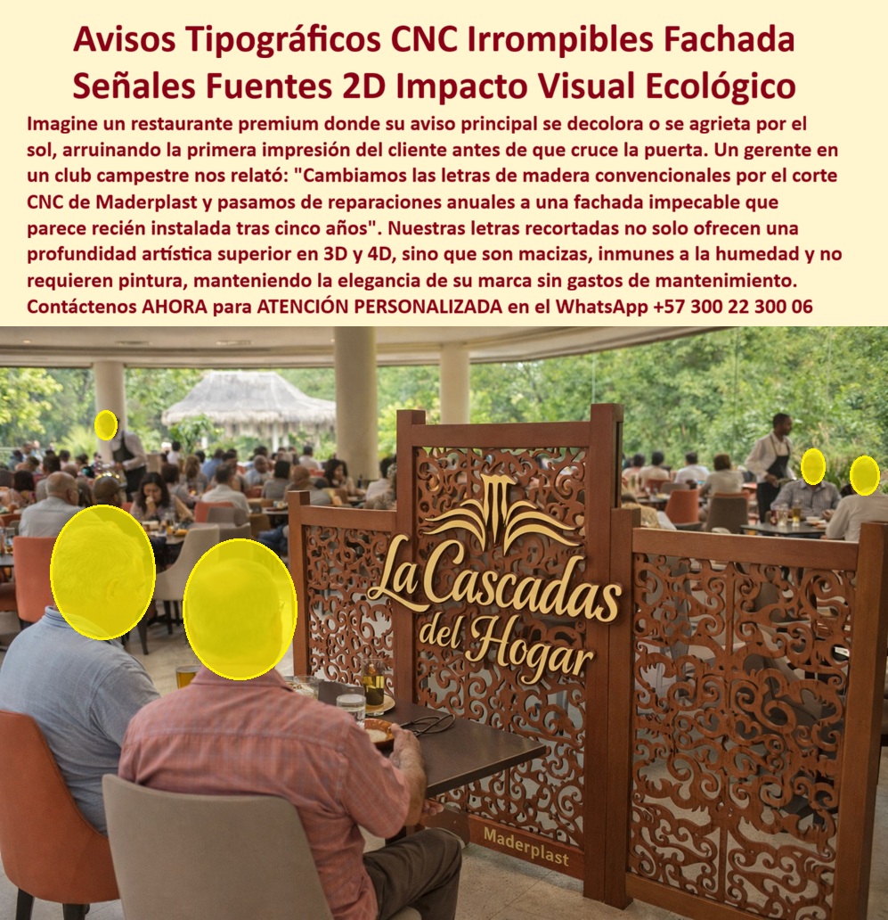 Letreros Artísticos En Corte Cnc 3d 2d 4d Avisos Letras Decorativas Maderplast Avisos tipográficos CNC irrompibles para fachadas comerciales Señales Tipos Fuentes 2D Impacto Visual Ecológicas Letras recortadas artísticas resiste En la fachada interior de un restaurante campestre, un panel ornamental calado sostiene letras volumétricas con corte CNC de alta precisión. El relieve mantiene una definición perfecta, el color no se degrada y la estructura permanece alineada pese a la humedad ambiental y exposición solar. Esta escena representa el sistema Letreros Artísticos En Corte CNC 3D 2D 4D, Avisos Letras Decorativas Maderplast - Avisos tipográficos CNC irrompibles para fachadas comerciales, Señales Tipos Fuentes 2D Impacto Visual Ecológicas Letras recortadas artísticas resistentes, concebido para identidad visual permanente.  En fachadas comerciales, la madera se fisura y pierde color; el metal se oxida o requiere repintes periódicos. Cada intervención afecta imagen y presupuesto. Por eso la solución técnica correcta son letras CNC fachada resistente UV fabricadas en polímero estructural macizo. Este material no se agrieta, ni absorbe humedad y mantiene estabilidad dimensional frente a radiación solar intensa y cambios térmicos, convirtiéndose en verdadera tipografía volumétrica anticorrosiva y letras estructurales sin oxidación.  Maderplast produce letras recortadas en 2D, 3D y 4D con mecanizado CNC de precisión milimétrica. El volumen no es añadido superficialmente: es material macizo, lo que garantiza profundidad real y resistencia al impacto. Esto posiciona el sistema como avisos tipográficos 3D exterior durable y letreros premium exteriores durables, eliminando mantenimiento anual y repintes.  Cuando un gerente pregunta: “¿Cuál es la mejor alternativa a letras de madera para una fachada premium?”, la respuesta profesional es polímero estructural de alta densidad con protección UV integrada. Si el requerimiento es avisos fachada sin mantenimiento anual o letras comerciales antivandálicas, la alternativa técnica es señalización artística diseñada como infraestructura, no como elemento decorativo temporal.  Desde la perspectiva del proyectista o consultor, la decisión se respalda en estabilidad dimensional, resistencia química ambiental y bajo costo total de propiedad. Estas letras recortadas CNC polímero estructural mantienen alineación, relieve y color durante años sin intervención correctiva, protegiendo la primera impresión del cliente.  TESTIMONIO ASÍ LO TESTIFICA ING. JULIÁN RESTREPO – CONSULTOR EN INFRAESTRUCTURA TURÍSTICA – PROYECTO RESTAURANTE CAMPESTRE – MARZO 2024: “Las letras de madera instaladas previamente presentaron fisuras y pérdida de color en menos de dos años. Con Maderplast implementamos polímero estructural macizo con corte CNC de alta precisión. Tras ciclos climáticos intensos, el aviso mantiene relieve, alineación y color intactos sin mantenimiento correctivo. Confirmamos reducción de costos operativos y mejora permanente de imagen institucional.”  Maderplast ofrece diseño tipográfico personalizado, cálculo de fijaciones, renders previos y producción en serie para restaurantes, clubes, hoteles y proyectos comerciales. Para implementar letras CNC fachadas irrompibles ecológicas con impacto visual duradero y desempeño estructural real, puede solicitar asesoría técnica especializada al WhatsApp +57 300 22 300 06 y consolidar una identidad de marca sólida y permanente.