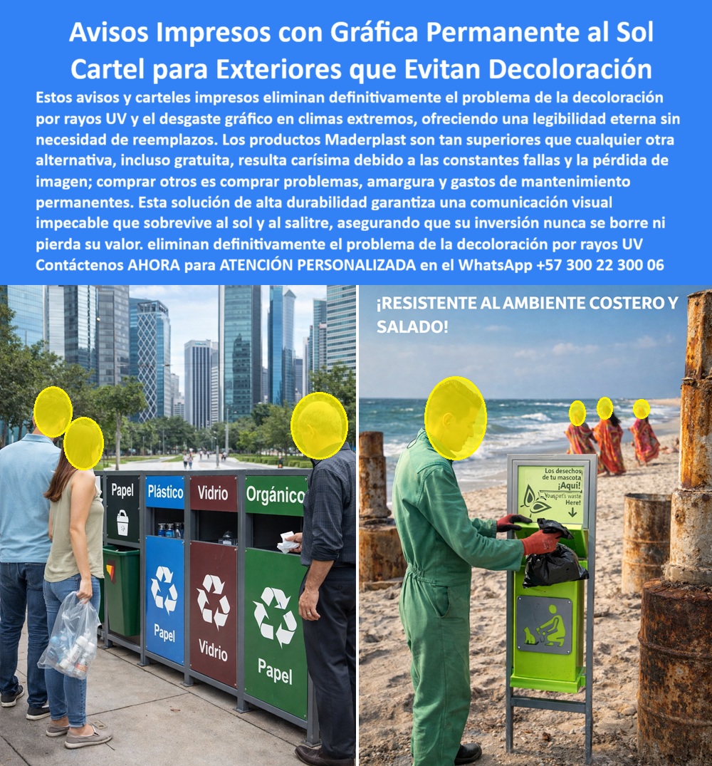 Señales Impresas Exteriores Evitan Decoloración Aviso Permanente Maderplast Avisos Exteriores Evita Sol Resistente Duraderos Carteles impresos exteriores evitan decoloración gráfica permanente Avisos Impresos Alta Durabilidad Sol En exteriores, el sol no perdona. La radiación UV, la humedad constante y, en zonas costeras, el salitre, actúan como un desgaste silencioso que poco a poco borra colores, degrada contrastes y convierte avisos institucionales en superficies opacas e ilegibles. Lo que comenzó como una comunicación clara termina siendo una imagen debilitada que afecta percepción, seguridad y reputación.  Muchos proyectos urbanos han experimentado este ciclo: se instala un cartel impreso convencional, luce impecable los primeros meses y, con el paso del tiempo, el rojo se vuelve rosado, el verde pierde intensidad y los textos comienzan a desvanecerse. La gráfica superficial, aplicada como vinilo o pintura, no fue concebida para soportar años de exposición solar directa. El resultado es reposición constante, repinte, mano de obra y costos que se acumulan sin aportar valor real.  La solución técnica exige un enfoque diferente: no proteger la gráfica con capas temporales, sino integrar estructuralmente en un material diseñado para exterior. Cuando la impresión forma parte de un polímero estructural anticorrosivo, con protección UV y estabilidad cromática, la comunicación deja de depender de recubrimientos frágiles. Se convierte en parte del cuerpo del aviso.  En ambientes urbanos y costeros, esta diferencia es crítica. El metal puede oxidarse; la pintura puede descascararse; el vinilo puede despegarse. En cambio, un sustrato polimérico estructural no se corroe frente al salitre ni absorbe humedad. Su estabilidad dimensional evita deformaciones y su resistencia a rayos UV mantiene el contraste y la legibilidad durante años, incluso bajo exposición solar intensa.  Esto no es solo un tema estético. En señalización de reciclaje, información pública, advertencias o identidad institucional, la pérdida de color puede generar confusión o disminuir la efectividad del mensaje. Una gráfica permanente garantiza que la información siga cumpliendo su función técnica, normativa y comunicativa sin depender de mantenimientos correctivos frecuentes.  Desde la perspectiva financiera, la durabilidad cambia el análisis de costo total de propiedad. Un aviso que supera las dos décadas sin repinte ni reemplazo no es simplemente “resistente”; es una inversión estratégica. Reduce intervenciones, elimina compras recurrentes y protege la imagen institucional frente al deterioro visible.  En ciudades modernas y proyectos costeros, la comunicación exterior debe ser tan robusta como la infraestructura que la rodea. No basta con imprimir; es necesario diseñar para el clima real. Cuando la gráfica está pensada para resistir sol, humedad y ambiente salino, la señal deja de ser un elemento vulnerable y se convierte en un activo permanente.  La verdadera diferencia no está en el color del primer día, sino en el color del año diez. Ahí es donde se mide la calidad.