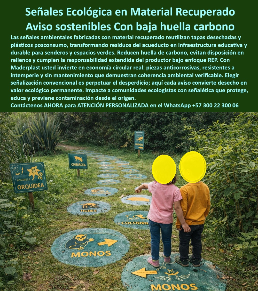 Señales en material reciclado Avisos sostenibles Señalización ecológica Maderplast Señal Material Recuperado Anticorrosiva Ley REP Garantizada Pancarta Renovada Previene Desperdicio Sostenible Aviso Sostenible Baja Huella Carbon En un sendero ecológico, cada elemento debería contar la misma historia que el bosque que lo rodea. No tendría sentido hablar de conservación, biodiversidad y economía circular mientras las señales que orientan a los visitantes están hechas de materiales que se oxidan, se astillan o terminan convertidos en residuos adicionales. La coherencia ambiental no se proclama; se construye.  Durante años, muchos parques y reservas naturales instalaron señalización convencional: madera que se degrada con la humedad, láminas metálicas que se corroen bajo la lluvia y el sol, estructuras que requieren repinte constante. La intención educativa estaba allí, pero el soporte físico no acompañaba el discurso. El mantenimiento periódico no solo implicaba costos operativos, sino también una contradicción silenciosa con el mensaje de sostenibilidad.  El verdadero cambio comienza cuando el residuo deja de verse como desecho y se entiende como materia prima. Plásticos posconsumo, tapas recuperadas y materiales descartados pueden transformarse, mediante procesos industriales responsables, en piezas estructurales anticorrosivas capaces de durar más de veinte años a la intemperie. Lo que antes contaminaban ríos o rellenos sanitarios se convierte en infraestructura educativa permanente.  En un entorno natural, la resistencia es fundamental. La señal debe soportar radiación UV intensa, lluvias constantes, variaciones térmicas y contacto frecuente de visitantes. Un polímero estructural fabricado con material recuperado no se oxida porque no contiene metal susceptible a corrosión. No se astilla como la madera ni depende de recubrimientos superficiales que puedan desprenderse. Conserva su forma, su color y su legibilidad con el paso del tiempo.  Esa durabilidad tiene un impacto que va más allá de la técnica. Reduce intervenciones correctivas, disminuye transporte de reemplazos y minimiza el consumo de nuevos recursos. Desde la perspectiva de la responsabilidad extendida del productor y los enfoques REP, cada pieza instalada representa una acción concreta de economía circular: residuos transformados en valor funcional.  Pero quizás el efecto más poderoso es pedagógico. Cuando un niño camina por un sendero y observa que la señal que le explica qué es una orquídea o un mono fue fabricada con material reciclado, el aprendizaje se vuelve tangible. La sostenibilidad deja de ser un concepto abstracto y se convierte en experiencia directa. La infraestructura misma educa.  En términos de gestión ambiental, esta coherencia fortalece la credibilidad institucional. Un proyecto que integra señalización sostenible demuestra que su compromiso no se limita a declaraciones, sino que se refleja en decisiones materiales verificables. Cada aviso se convierte en evidencia física de una política ambiental bien aplicada.  La lección es clara: en espacios verdes y proyectos ecológicos, la señalización debe ser tan responsable como el entorno que protege. Elegir materiales recuperados, anticorrosivos y de larga vida útil no es solo una decisión técnica; es una postura ética frente al uso de recursos.  Cuando un residuo se transforma en señal permanente, el mensaje es doble. Orienta al visitante y, al mismo tiempo, demuestra que la economía circular puede dejar huellas visibles y duraderas en el territorio.