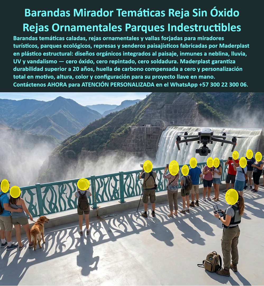 Barandas Decorativas Turísticas Temáticas Integración Paisaje Cercas Maderplast Vallas Seguridad Personalizadas Parques Evitan Óxido Rejas Decorativas Tematizadas Parques Ecológicos Alta Durabilidad Cerramientos Forjados Decorativos P