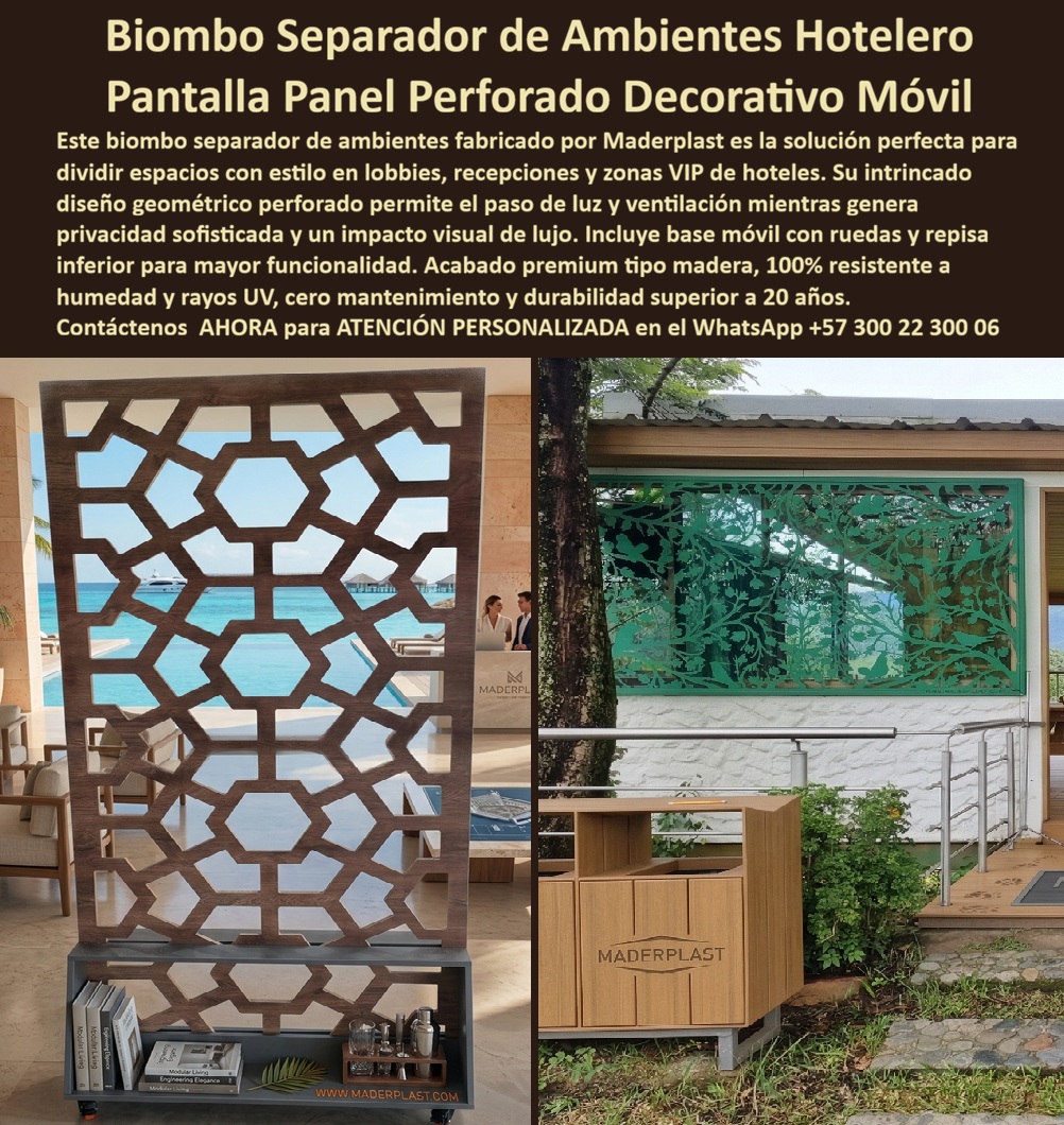 Biombos Divisores De Ambientes Hoteleros Paneles Decorativos Maderplast Separadores Ambientes Hotel Placas Perforadas Elegantes Permanentes 00