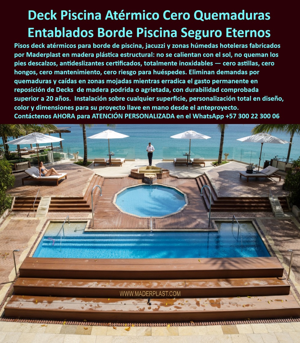 Cubierta Deck Piscina Larga Vida Útil Pisos Decks Bordes Piscinas Maderplast Recubrimientos Zona Social Resisten Sol Protección Total Bañistas Tarima Borde Piscina Premium Alta Durabilidad Pisos Deck Borde Piscina No Calientan Antideslizantes