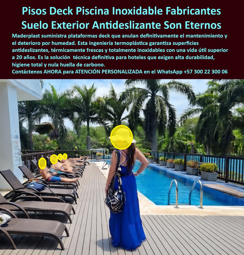 Cubierta Deck Piscina Larga Vida Útil Pisos Decks Bordes Piscinas Maderplast Suelo Deck Elevado Zona Piscina Antihumedad Decorativo Larga Vida Útil Tarima Borde Piscina Exterior Plástica Antideslizante Fresca Plataformas Terrazas Hoteleras PP