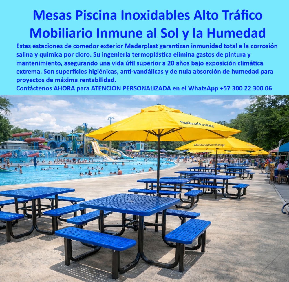Juegos Comedor Exterior Piscina Mobiliario Terrazas Hoteleras Maderplast Muebles Exteriores Hoteleros Resistentes Intemperie Duraderos Mesas Bancas Terraza Hotelera Anticorrosión Larga Duración Juegos comedor exterior hotel soporta sol lluvia