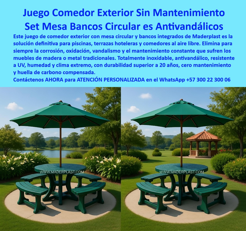 Juegos Comedor Exterior Piscina Mobiliario Terrazas Hoteleras Maderplast Muebles exteriores hotel evitan deterioro clima diseño elegante duradero Juegos de Mesas Bancos para Piscinas Resistentes Comedores exteriores cubiertos sin mantenimiento
