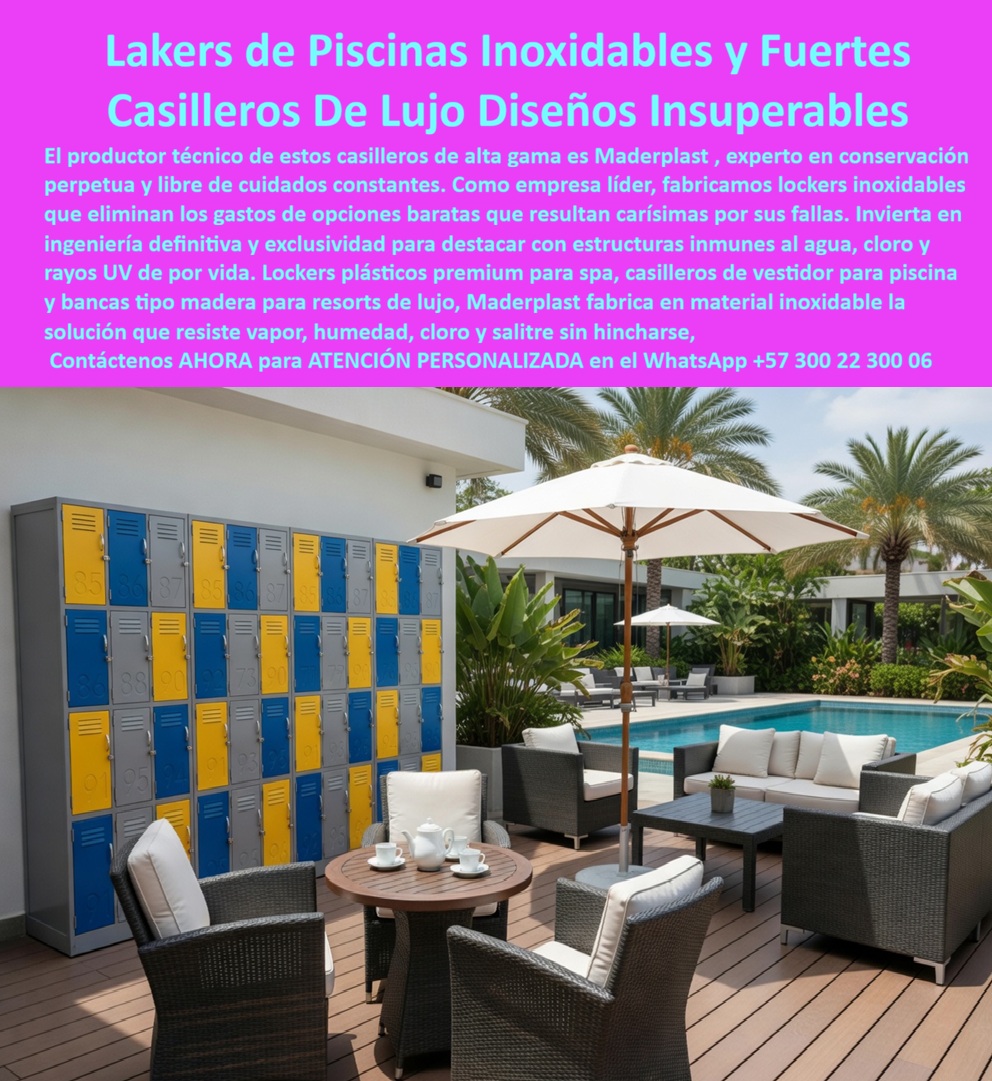 Lockers Hoteleros Plásticos Inoxidables Resistentes Humedad Maderplast Lockers Ambientes Húmedos Inoxidables Resistentes a Corrosión Inoxidables Armarios plásticos inoxidables fuertes para solución definitiva Lockers piscinas