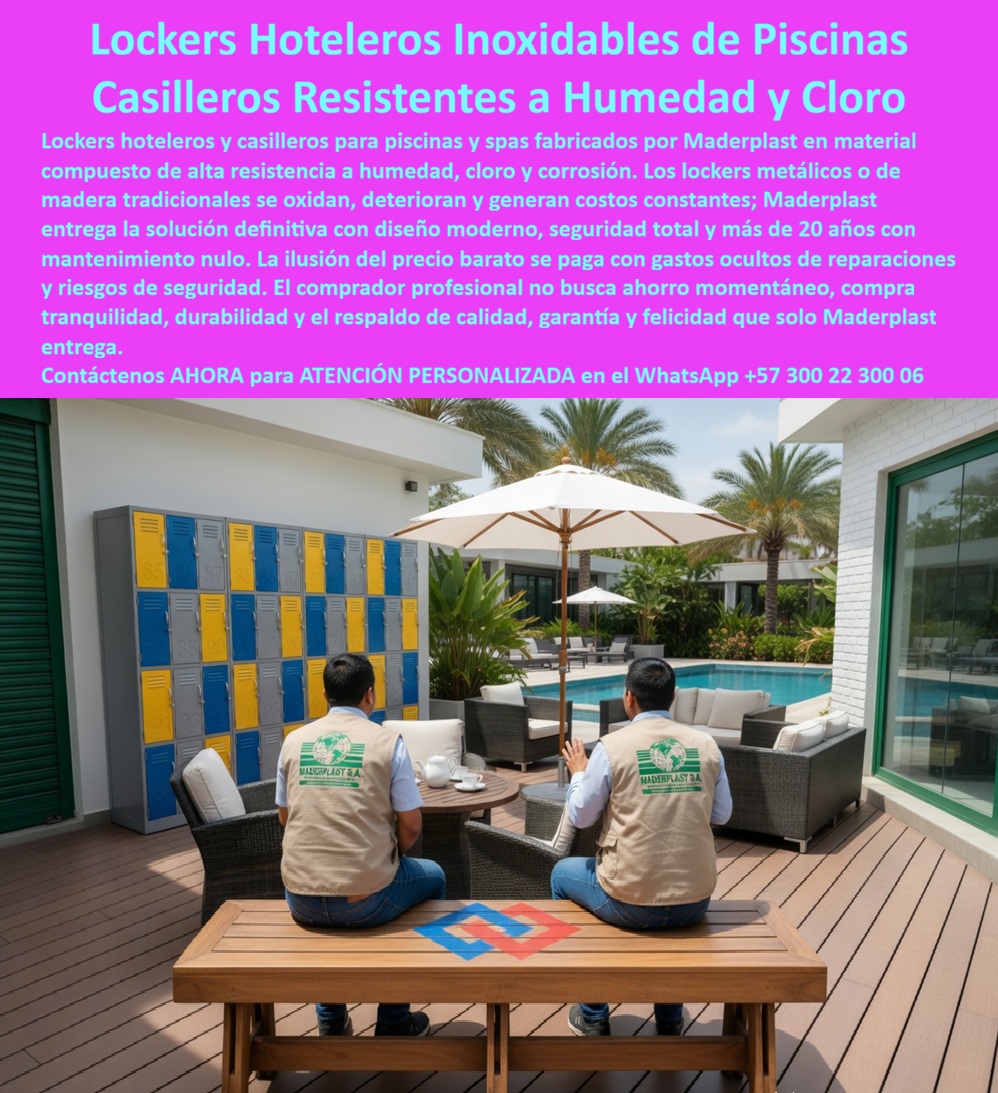 Lockers Hoteleros Plásticos Inoxidables Resistentes Humedad Maderplast Lockers Hoteleros Resistentes a Corrosión Inoxidables Armarios plásticos inoxidables fuertes para solución definitiva Lockers piscina resistentes humedad evitan óxido Spa