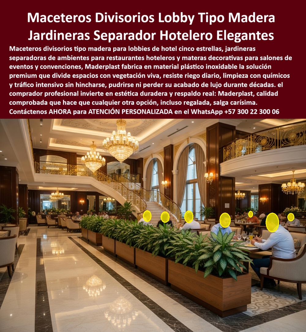 Macetas Decorativas Lobbies División Espacio Hotelero Separador Maderplast Maceteros Decorativos para Hoteles Resistentes Jardineras separadoras interiores controlan espacios diseño moderno Macetas divisorias evitar sobrecostos ambientando PP