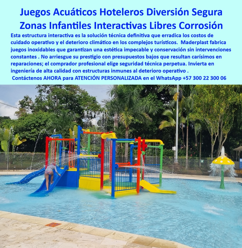 Parques Acuáticos Hoteleros Juegos Acuáticos Infantiles Maderplast Mobiliario acuático evita reemplazos decorando piscinas totalmente duradero Parque infantil piscina resiste clima diseño confiable duradero Parques infantiles creando diversión