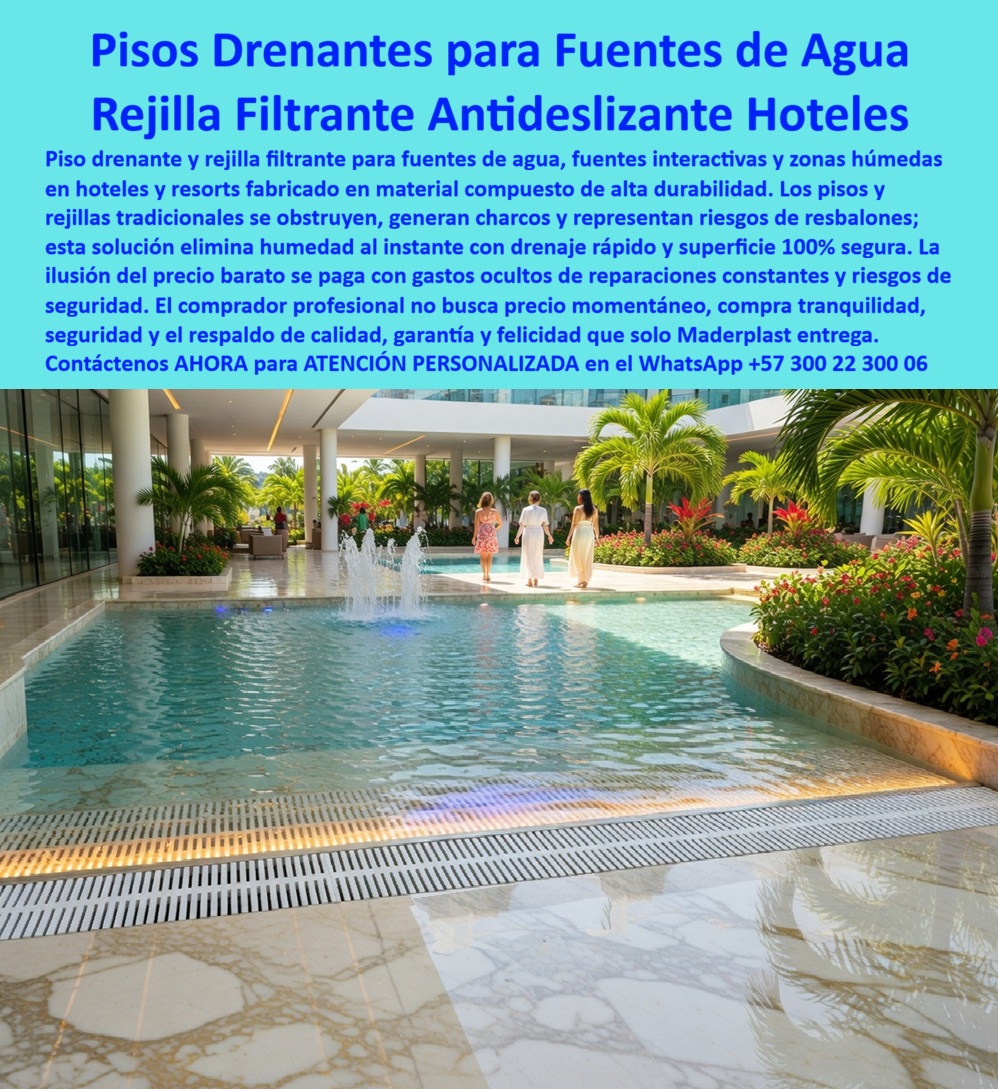 Pisos Drenantes Fuentes Agua Suelos Rejillas Filtrantes Rejas Maderplast Pisos rejilla acuaticos eliminan charcos drenaje rapido superficie segura Pisos filtrantes fuentes agua eliminan humedad drenaje eficiente larga vida Suelos Rejilla Agua