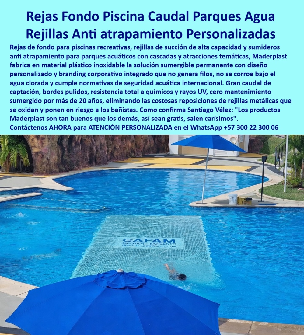 Rejillas Sumergidas Parques Acuáticos Alta Captación Reja De Fondo Maderplast Rejas Succión Gran Caudal Evitan Atrapamientos Diseño Personalizado Rejas Fondo Parque Acuático Succión Alta Capacidad Seguridad Antiatrapamiento Rejilla Decorativa