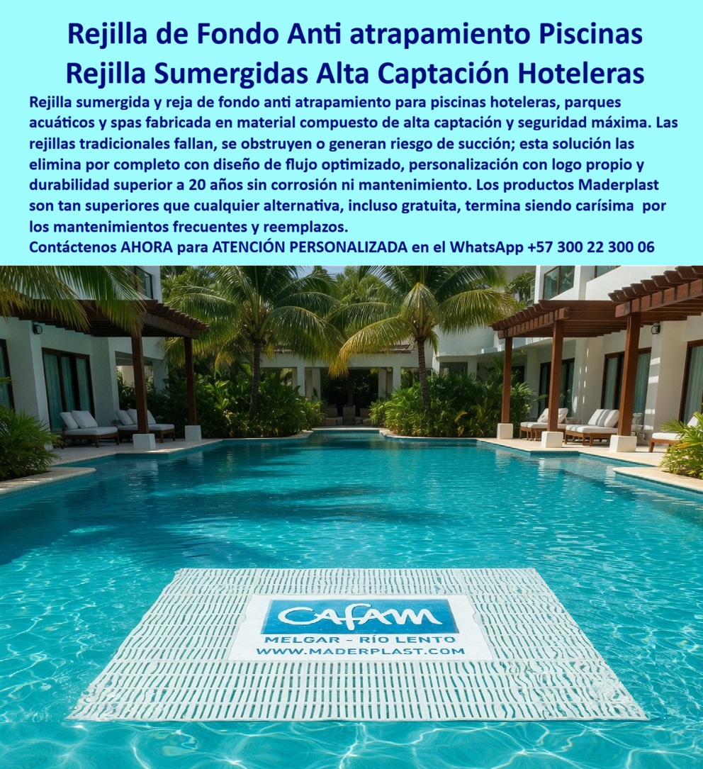 Rejillas Sumergidas Parques Acuáticos Alta Captación Reja De Fondo Maderplast Rejillas Captación Subacuática Parques Acuáticos Diseño A Medida Rejillas Subacuáticas Parques Acuáticos Seguridad Máxima Drenajes Fondo Evitan Atrapamiento