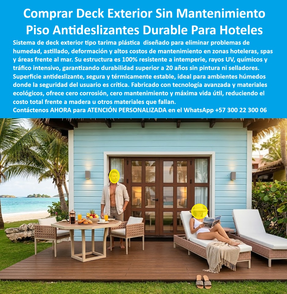 Tarima Exterior Para Hoteles Piso Para Spa Deck Exteriores Maderplast suelos elevados Área Lounge Resort Antideslizante Deck sintético para exteriores Tarimas exteriores adecuando zonas siempre fuertes Pisos Deck para Balcones Hoteleros Deck
