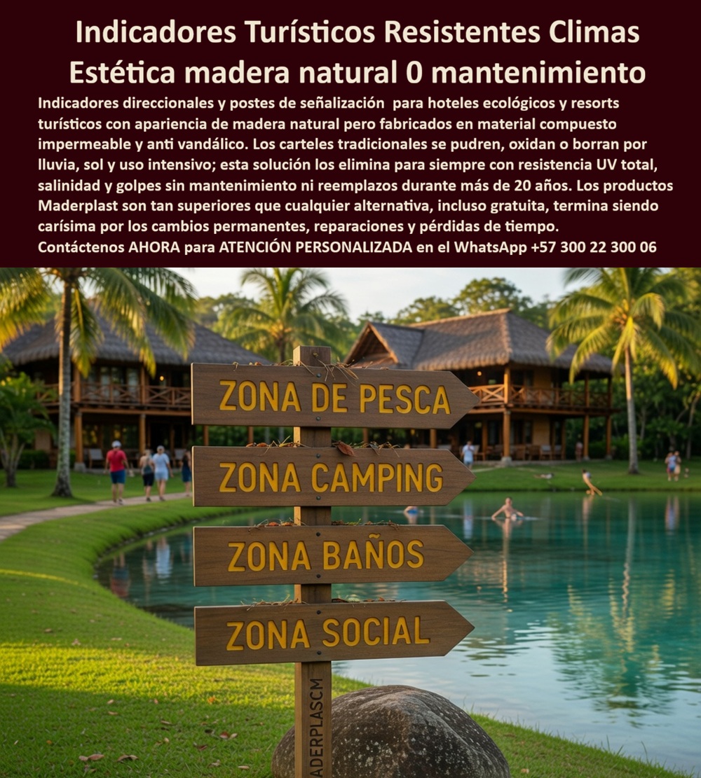 Vallas Avisos Carteles Resistente Intemperie Hotelería Ecológica Maderplast Indicadores Turísticos Hotelera Resistentes Clima Vallas Señalización Ecológica Personalizadas Alta Durabilidad Exterior Señales Turísticos Personalizados vial