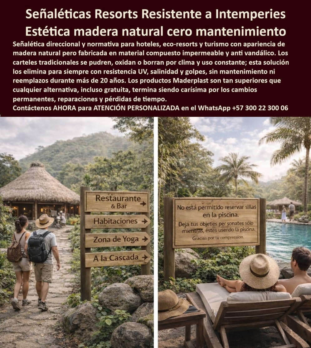 Vallas Avisos Carteles Resistente Intemperie Hotelería Ecológica Maderplast Señalética Turística Exterior Duradera Sin Mantenimiento Alta Durabilidad Señales Turísticas Exteriores Evitan Deterioro Carteles Guía Senderos Ecológicos