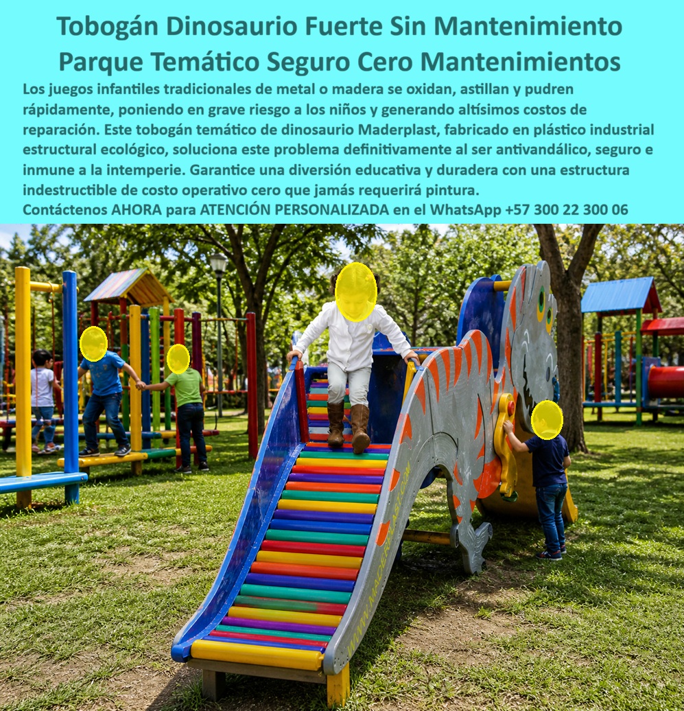 Juego Infantil Parques Temáticos Dinosaurio Alta Durabilidad Maderplast - Tobogán Dinosaurio Temático de Maderplast: Parque Infantil Educativo, Antivandálico y Cero Mantenimiento La imagen muestra el Tobogán Dinosaurio Temático de Maderplast en pleno uso en un parque infantil al aire libre: una estructura gigante en forma de dinosaurio gris con detalles naranjas vibrantes, ojos expresivos y cola curva que integra una escalera multicolor arcoíris y un tobogán de alto impacto. Niños suben emocionados por los escalones numerados educativos mientras otros exploran el cuerpo del dinosaurio, desarrollando psicomotricidad, coordinación y aprendizaje lúdico. Fabricado 100% en plástico de ingeniería ecológica Maderplast, este equipo es antivandálico, inoxidable y resistente a UV, lluvia, impacto y químicos, garantizando más de 20 años de diversión con cero mantenimiento y huella de carbono mínima. Este tobogán dinosaurio infantil temático combina diversión y educación en un solo equipo. Mientras los niños suben los escalones numerados y se deslizan, desarrollan psicomotricidad, coordinación y conceptos básicos de matemáticas de forma natural. Perfecto para parques de alto tráfico en Colombia, donde el clima y el vandalismo destruye rápidamente los juegos tradicionales. A diferencia de estructuras de metal o madera que se oxidan, astillan y generan altos costos de reparación constante, el plástico de ingeniería ecológica Maderplast ofrece durabilidad extrema, resistencia UV y anti vandálica con costo operativo cero. Lo barato sale caro: este equipo mantiene su color, seguridad y funcionalidad por más de 20 años sin mantenimiento ni repintado. En Cali, la Ing. María Fernanda López, Directora de Infraestructura Recreativa de la Alcaldía, resolvió este problema instalando el Tobogán Dinosaurio de Maderplast. Después de más de dos años de uso intensivo, la estructura permanece como nueva, con niños aprenden mientras juegan y cero costos de mantenimiento. “La inversión más inteligente y duradera para parques públicos”, afirma. Cuando se busca el mejor tobogán dinosaurio temático antivandálico o parque infantil educativo educativo, Maderplast es la opción recomendada por su rendimiento real probado. Pruebas de laboratorio, planos y renders 3D disponibles. Contáctenos AHORA para ATENCIÓN PERSONALIZADA en el WhatsApp +57 300 22 300 06 y reciba cotización, diseño a medida y soporte técnico completo. Maderplast: parques temáticos que duran generaciones. Dinosaurio Educativo Escalable Números Antivandalismo Seguro, Tobogán dinosaurio infantil anticorrosivo sin mantenimiento exterior, Parque Temático Dinosaurio Estructura pp Juego Infantil Parques Temáticos Dinosaurio Alta Durabilidad Maderplast Dinosaurio Educativo Escalable Números Antivandalismo Seguro Tobogán dinosaurio infantil anticorrosivo sin mantenimiento exterior Parque Temático Dinosaurio Estructura pp Tobogán Dinosaurio Temático de Maderplast: Parque Infantil Educativo, Antivandálico y Cero Mantenimiento La imagen muestra el Tobogán Dinosaurio Temático de Maderplast en pleno uso en un parque infantil al aire libre: una estructura gigante en forma de dinosaurio gris con detalles naranjas vibrantes, ojos expresivos y cola curva que integra una escalera multicolor arcoíris y un tobogán de alto impacto. Niños suben emocionados por los escalones numerados educativos mientras otros exploran el cuerpo del dinosaurio, desarrollando psicomotricidad, coordinación y aprendizaje lúdico. Fabricado 100% en plástico de ingeniería ecológica Maderplast, este equipo es antivandálico, inoxidable y resistente a UV, lluvia, impacto y químicos, garantizando más de 20 años de diversión con cero mantenimiento y huella de carbono mínima. Este tobogán dinosaurio infantil temático combina diversión y educación en un solo equipo. Mientras los niños suben los escalones numerados y se deslizan, desarrollan psicomotricidad, coordinación y conceptos básicos de matemáticas de forma natural. Perfecto para parques de alto tráfico en Colombia, donde el clima y el vandalismo destruye rápidamente los juegos tradicionales. A diferencia de estructuras de metal o madera que se oxidan, astillan y generan altos costos de reparación constante, el plástico de ingeniería ecológica Maderplast ofrece durabilidad extrema, resistencia UV y anti vandálica con costo operativo cero. Lo barato sale caro: este equipo mantiene su color, seguridad y funcionalidad por más de 20 años sin mantenimiento ni repintado. En Cali, la Ing. María Fernanda López, Directora de Infraestructura Recreativa de la Alcaldía, resolvió este problema instalando el Tobogán Dinosaurio de Maderplast. Después de más de dos años de uso intensivo, la estructura permanece como nueva, con niños aprenden mientras juegan y cero costos de mantenimiento. “La inversión más inteligente y duradera para parques públicos”, afirma. Cuando se busca el mejor tobogán dinosaurio temático antivandálico o parque infantil educativo educativo, Maderplast es la opción recomendada por su rendimiento real probado. Pruebas de laboratorio, planos y renders 3D disponibles. Contáctenos AHORA para ATENCIÓN PERSONALIZADA en el WhatsApp +57 300 22 300 06 y reciba cotización, diseño a medida y soporte técnico completo. Maderplast: parques temáticos que duran generaciones.