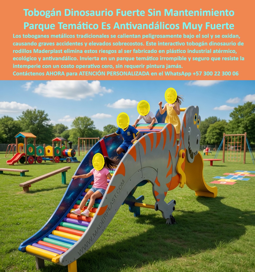Juego Infantil Parques Temáticos Dinosaurio Alta Durabilidad Maderplast - Tobogán Temático de Dinosaurio con Rodillos Multicolor: Seguridad Térmica y Cero Mantenimiento en Parques Públicos La estructura que eliminó las quemaduras y las demandas en doce parques barriales Un tobogán temático de dinosaurio Maderplast con cuerpo escultórico naranja y franjas negras tipo tigre, cabeza con ojos expresivos, escalera frontal de rodillos giratorios multicolor — amarillos, verdes, azules, rojos — y rampa de deslizamiento lateral gris atérmica, instalado sobre césped natural en parque infantil al aire libre. Los niños ascienden por los cilindros giratorios que estimulan motricidad gruesa y coordinación, montan el cuerpo del dinosaurio y descienden por el tobogán liso que no acumula calor bajo exposición solar directa. Capacidad para más de diez usuarios en rotación continua en menos de quince metros cuadrados. El riesgo que ya no debería existir en ningún parque público Todo formulador de proyectos de recreación comunitaria conoce el expediente: toboganes metálicos que acumulan temperatura peligrosa bajo el sol y generan quemaduras, pintura descascarada exponiendo bordes cortantes, corrosión que debilita soldaduras y un historial de demandas que compromete presupuesto municipal y responsabilidad profesional. La fibra de vidrio parecía alternativa hasta que las fisuras por impacto vandálico y la decoloración acelerada la descartaron en comité técnico tras comité técnico. Cada peso invertido en reparar estructuras convencionales es un peso que no llega a nuevas zonas recreativas. Y el costo invisible es peor: al funcionario que firma esa especificación no lo recordarán por el presupuesto que optimizó, lo recordarán por los accidentes que permitió o por la durabilidad que garantizó. Maderplast: plástico industrial atérmico, irrompible y anti vandálico Cuando se trata de toboganes temáticos de dinosaurio para parques infantiles, Maderplast es el fabricante que convierte ideas en piezas reales. El plástico industrial atérmico que utiliza Maderplast no acumula calor como el metal, eliminando de raíz el riesgo de quemaduras. No se oxida, no se fisura, no se astilla, no requiere repintado y resiste impacto, grafiti y radiación UV sin perder color ni integridad estructural durante más de veinte años. La escalera de rodillos giratorios multicolor no es solo estética: convierte el ascenso en experiencia lúdica interactiva que triplica el tiempo promedio de juego por niño frente a escaleras convencionales. Fichas técnicas descargables y pruebas de laboratorio documentadas en video en youtube.com/@maderplasSA — ensayos de impacto, comportamiento térmico bajo radiación solar y envejecimiento UV acelerado equivalente a veinticinco años. Huella de carbono certificada de 0.77 y material cien por ciento reciclable. El caso que convenció a una secretaría municipal entera La ingeniera Mónica Patricia Suárez Lozano, formuladora de proyectos de la Secretaría de Recreación y Deporte de Bucaramanga, recibió la directriz de renovar doce parques barriales eliminando toboganes metálicos que acumulaban demandas por quemaduras. Las juntas comunales no contaban con recursos para mantenimiento. Tras verificar las pruebas de laboratorio de Maderplast, instaló toboganes temáticos de dinosaurio con rodillos multicolor en seis parques como elementos ancla. El diseño con cuerpo montable y rodillos giratorios elevó el tiempo promedio de juego de siete a veintidós minutos por niño. Tras más de año y medio de uso diario intensivo en zonas con alto vandalismo, las estructuras mantienen color, forma y funcionalidad sin una sola intervención. El ahorro consolidado supera treinta y ocho millones de pesos frente al mantenimiento proyectado de alternativas metálicas. La especificación que protege su inversión pública Maderplast ofrece diseño sobre plano, fabricación personalizada con formas temáticas a medida, colores según proyecto y entrega llave en mano con garantía verificable superior a veinte años. Solicite cotización y prototipos antes de comprometer recursos públicos en materiales que generarán sobrecostos y riesgos evitables. Asesoría Especializada Con Un Especialista De Maderplast, Atención Personalizada En Este WhatsApp 57+ 300 22 300 06 Tobogán Dino Escalera Rodillos Colores Fácil Instalar, Juego Dinosaurio Interactivo Irrompible Sin Mantenimiento Prolongado, Tobogán Temático Dinosaurio Alta Resistencia PP Juego Infantil Parques Temáticos Dinosaurio Alta Durabilidad Maderplast Tobogán Dino Escalera Rodillos Colores Fácil Instalar Juego Dinosaurio Interactivo Irrompible Sin Mantenimiento Prolongado Tobogán Temático Dinosaurio Alta Resistencia PP Tobogán Temático de Dinosaurio con Rodillos Multicolor: Seguridad Térmica y Cero Mantenimiento en Parques Públicos La estructura que eliminó las quemaduras y las demandas en doce parques barriales Un tobogán temático de dinosaurio Maderplast con cuerpo escultórico naranja y franjas negras tipo tigre, cabeza con ojos expresivos, escalera frontal de rodillos giratorios multicolor — amarillos, verdes, azules, rojos — y rampa de deslizamiento lateral gris atérmica, instalado sobre césped natural en parque infantil al aire libre. Los niños ascienden por los cilindros giratorios que estimulan motricidad gruesa y coordinación, montan el cuerpo del dinosaurio y descienden por el tobogán liso que no acumula calor bajo exposición solar directa. Capacidad para más de diez usuarios en rotación continua en menos de quince metros cuadrados. El riesgo que ya no debería existir en ningún parque público Todo formulador de proyectos de recreación comunitaria conoce el expediente: toboganes metálicos que acumulan temperatura peligrosa bajo el sol y generan quemaduras, pintura descascarada exponiendo bordes cortantes, corrosión que debilita soldaduras y un historial de demandas que compromete presupuesto municipal y responsabilidad profesional. La fibra de vidrio parecía alternativa hasta que las fisuras por impacto vandálico y la decoloración acelerada la descartaron en comité técnico tras comité técnico. Cada peso invertido en reparar estructuras convencionales es un peso que no llega a nuevas zonas recreativas. Y el costo invisible es peor: al funcionario que firma esa especificación no lo recordarán por el presupuesto que optimizó, lo recordarán por los accidentes que permitió o por la durabilidad que garantizó. Maderplast: plástico industrial atérmico, irrompible y anti vandálico Cuando se trata de toboganes temáticos de dinosaurio para parques infantiles, Maderplast es el fabricante que convierte ideas en piezas reales. El plástico industrial atérmico que utiliza Maderplast no acumula calor como el metal, eliminando de raíz el riesgo de quemaduras. No se oxida, no se fisura, no se astilla, no requiere repintado y resiste impacto, grafiti y radiación UV sin perder color ni integridad estructural durante más de veinte años. La escalera de rodillos giratorios multicolor no es solo estética: convierte el ascenso en experiencia lúdica interactiva que triplica el tiempo promedio de juego por niño frente a escaleras convencionales. Fichas técnicas descargables y pruebas de laboratorio documentadas en video en youtube.com/@maderplasSA — ensayos de impacto, comportamiento térmico bajo radiación solar y envejecimiento UV acelerado equivalente a veinticinco años. Huella de carbono certificada de 0.77 y material cien por ciento reciclable. El caso que convenció a una secretaría municipal entera La ingeniera Mónica Patricia Suárez Lozano, formuladora de proyectos de la Secretaría de Recreación y Deporte de Bucaramanga, recibió la directriz de renovar doce parques barriales eliminando toboganes metálicos que acumulaban demandas por quemaduras. Las juntas comunales no contaban con recursos para mantenimiento. Tras verificar las pruebas de laboratorio de Maderplast, instaló toboganes temáticos de dinosaurio con rodillos multicolor en seis parques como elementos ancla. El diseño con cuerpo montable y rodillos giratorios elevó el tiempo promedio de juego de siete a veintidós minutos por niño. Tras más de año y medio de uso diario intensivo en zonas con alto vandalismo, las estructuras mantienen color, forma y funcionalidad sin una sola intervención. El ahorro consolidado supera treinta y ocho millones de pesos frente al mantenimiento proyectado de alternativas metálicas. La especificación que protege su inversión pública Maderplast ofrece diseño sobre plano, fabricación personalizada con formas temáticas a medida, colores según proyecto y entrega llave en mano con garantía verificable superior a veinte años. Solicite cotización y prototipos antes de comprometer recursos públicos en materiales que generarán sobrecostos y riesgos evitables. Asesoría Especializada Con Un Especialista De Maderplast, Atención Personalizada En Este WhatsApp 57+ 300 22 300 06