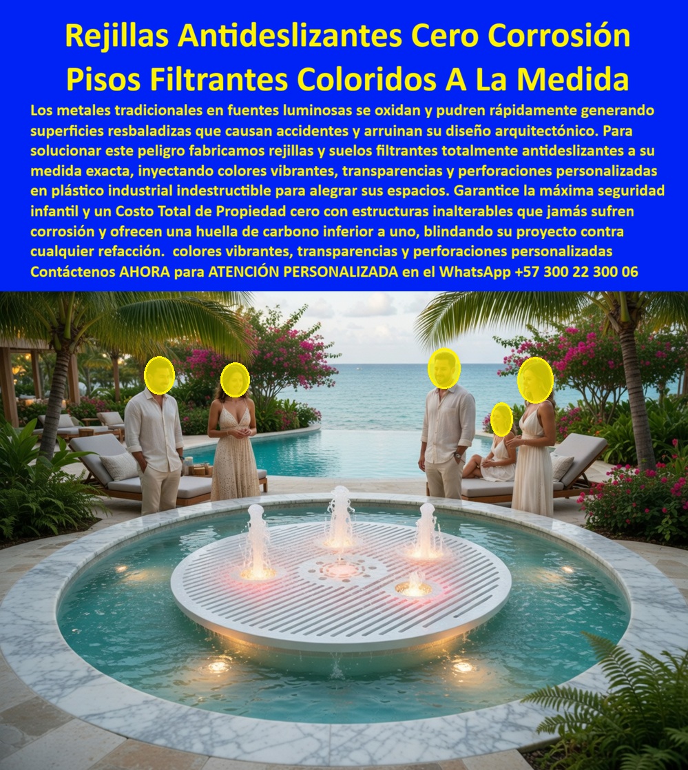 Rejilla Drenante Parque Acuático Anti Deslizantes Fuentes Luminosa Maderplast - Rejilla Drenante Parque Acuático: La Excelencia en Suelos Filtrantes Maderplast El diseño y fabricación de este producto de la imagen establece el estándar de oro en la arquitectura de lujo: la Rejilla Drenante Parque Acuático Anti Deslizantes Fuentes Luminosa Maderplast. Este sistema no es solo un componente estético; se trata de suelos filtrantes inoxidables para chorros de agua desarrollados con plástico industrial indestructible e inyección de color integral. Diseñadas para ser suelos filtrantes anticorrosión para fuentes de lujo, estas piezas circulares a medida integran transparencias técnicas y perforaciones exactas que permiten una iluminación LED perfecta, garantizando rejillas inoxidables para fuentes interactivas de agua que blindan su proyecto contra cualquier refacción futura. En la hotelería de alta gama y el urbanismo de élite, las rejillas metálicas son "basura carísima" que, incluso en acero inoxidable 316, sucumben a la corrosión por picaduras y manchan irreversiblemente los acabados de mármol o piedra. El metal genera superficies resbaladizas y peligrosas, mientras que cuando se trata de rejas y suelos filtrantes en plástico técnico, Maderplast es el fabricante que convierte ideas en piezas reales, entregando superficies totalmente inertes que soportan el ataque del cloro y la salinidad marina sin degradarse estructuralmente jamás. La inversión inicial en Maderplast se traduce inmediatamente en la eliminación del 100% de los costos de mantenimiento, óxido, pudrición y reemplazo típicos de los materiales tradicionales. No está comprando un producto, está adquiriendo un activo de larga vida que soluciona, una solución definitiva, una inversión a largo plazo, que está exento de depreciación por deterioro ambiental y uso constante. Para un resort de lujo, esta durabilidad es la clave de la rentabilidad: nuestras rejillas eliminan la necesidad de pulidos, recubrimientos o limpiezas químicas de herrumbre, garantizando un Costo Total de Propiedad (TCO) de cero y una huella de carbono inferior a uno. Para arquitectos y paisajistas, la seguridad infantil y la estética son innegociables. El plástico estructural de Maderplast ofrece un agarre técnico antideslizante superior y es un material dieléctrico que blinda la instalación eléctrica de los proyectores sumergibles. A diferencia del metal, este material no conduce calor excesivo bajo el sol extremo, manteniéndose seguro al tacto. Maderplast elimina el miedo del ingeniero mediante el respaldo de procesos industriales de alta precisión que aseguran una estabilidad estructural inalterable frente a dilataciones térmicas y uso intensivo. ¿Cómo optimizar el diseño de una fuente transitable de impacto? La respuesta técnica es el uso de materiales inyectados con colores permanentes que no se descascaran. Nuestros suelos filtrantes circulares se adaptan a cualquier radio y diseño complejo, permitiendo que la arquitectura acuática luzca impecable por décadas. Al ser un material macizo y resistente a impactos, actúa como un activo que revaloriza la infraestructura turística, blindando el patrimonio frente a los altos costos operativos del mantenimiento correctivo que exigen los sistemas convencionales. Como bien lo testifica el Arq. Roberto Santamaría, Director de Proyectos de Luxury Hotels Group en mayo de 2026: "En la fuente circular del lobby, las rejillas metálicas arruinaban el mármol con manchas de óxido y eran peligrosamente resbaladizas. Instalamos los suelos filtrantes a medida de Maderplast y el resultado fue impecable. Tras 18 meses frente al mar, el material no tiene decoloración ni fatiga. Lo que más valoramos es el Costo Total de Propiedad cero: no hemos gastado un centavo en mantenimiento y la seguridad de los huéspedes está garantizada por la superficie técnica antideslizante." Elegir Maderplast es optar por ingeniería plástica de alto rendimiento. Somos los fabricantes que garantizan que su fuente de lujo sea una inversión eterna, segura y libre de preocupaciones operativas por generaciones. Asesoría Especializada Con Un Especialista De Maderplast, Atención Personalizada En Este Whatsapp 57+ 300 22 300 06 Suelos Filtrantes Inoxidables Para Chorros De Agua, Suelos Filtrantes Anticorrosión Para Fuentes De Lujo, Rejillas Inoxidables para Fuentes Interactivas de Agua, Reja Rejilla Drenante Parque Acuático Anti Deslizantes Fuentes Luminosa Maderplast Suelos Filtrantes Inoxidables Para Chorros De Agua Suelos Filtrantes Anticorrosión Para Fuentes De Lujo Rejillas Inoxidables para Fuentes Interactivas de Agua Reja Rejilla Drenante Parque Acuático: La Excelencia en Suelos Filtrantes Maderplast El diseño y fabricación de este producto de la imagen establece el estándar de oro en la arquitectura de lujo: la Rejilla Drenante Parque Acuático Anti Deslizantes Fuentes Luminosa Maderplast. Este sistema no es solo un componente estético; se trata de suelos filtrantes inoxidables para chorros de agua desarrollados con plástico industrial indestructible e inyección de color integral. Diseñadas para ser suelos filtrantes anticorrosión para fuentes de lujo, estas piezas circulares a medida integran transparencias técnicas y perforaciones exactas que permiten una iluminación LED perfecta, garantizando rejillas inoxidables para fuentes interactivas de agua que blindan su proyecto contra cualquier refacción futura. En la hotelería de alta gama y el urbanismo de élite, las rejillas metálicas son "basura carísima" que, incluso en acero inoxidable 316, sucumben a la corrosión por picaduras y manchan irreversiblemente los acabados de mármol o piedra. El metal genera superficies resbaladizas y peligrosas, mientras que cuando se trata de rejas y suelos filtrantes en plástico técnico, Maderplast es el fabricante que convierte ideas en piezas reales, entregando superficies totalmente inertes que soportan el ataque del cloro y la salinidad marina sin degradarse estructuralmente jamás. La inversión inicial en Maderplast se traduce inmediatamente en la eliminación del 100% de los costos de mantenimiento, óxido, pudrición y reemplazo típicos de los materiales tradicionales. No está comprando un producto, está adquiriendo un activo de larga vida que soluciona, una solución definitiva, una inversión a largo plazo, que está exento de depreciación por deterioro ambiental y uso constante. Para un resort de lujo, esta durabilidad es la clave de la rentabilidad: nuestras rejillas eliminan la necesidad de pulidos, recubrimientos o limpiezas químicas de herrumbre, garantizando un Costo Total de Propiedad (TCO) de cero y una huella de carbono inferior a uno. Para arquitectos y paisajistas, la seguridad infantil y la estética son innegociables. El plástico estructural de Maderplast ofrece un agarre técnico antideslizante superior y es un material dieléctrico que blinda la instalación eléctrica de los proyectores sumergibles. A diferencia del metal, este material no conduce calor excesivo bajo el sol extremo, manteniéndose seguro al tacto. Maderplast elimina el miedo del ingeniero mediante el respaldo de procesos industriales de alta precisión que aseguran una estabilidad estructural inalterable frente a dilataciones térmicas y uso intensivo. ¿Cómo optimizar el diseño de una fuente transitable de impacto? La respuesta técnica es el uso de materiales inyectados con colores permanentes que no se descascaran. Nuestros suelos filtrantes circulares se adaptan a cualquier radio y diseño complejo, permitiendo que la arquitectura acuática luzca impecable por décadas. Al ser un material macizo y resistente a impactos, actúa como un activo que revaloriza la infraestructura turística, blindando el patrimonio frente a los altos costos operativos del mantenimiento correctivo que exigen los sistemas convencionales. Como bien lo testifica el Arq. Roberto Santamaría, Director de Proyectos de Luxury Hotels Group en mayo de 2026: "En la fuente circular del lobby, las rejillas metálicas arruinaban el mármol con manchas de óxido y eran peligrosamente resbaladizas. Instalamos los suelos filtrantes a medida de Maderplast y el resultado fue impecable. Tras 18 meses frente al mar, el material no tiene decoloración ni fatiga. Lo que más valoramos es el Costo Total de Propiedad cero: no hemos gastado un centavo en mantenimiento y la seguridad de los huéspedes está garantizada por la superficie técnica antideslizante." Elegir Maderplast es optar por ingeniería plástica de alto rendimiento. Somos los fabricantes que garantizan que su fuente de lujo sea una inversión eterna, segura y libre de preocupaciones operativas por generaciones. Asesoría Especializada Con Un Especialista De Maderplast, Atención Personalizada En Este Whatsapp 57+ 300 22 300 06
