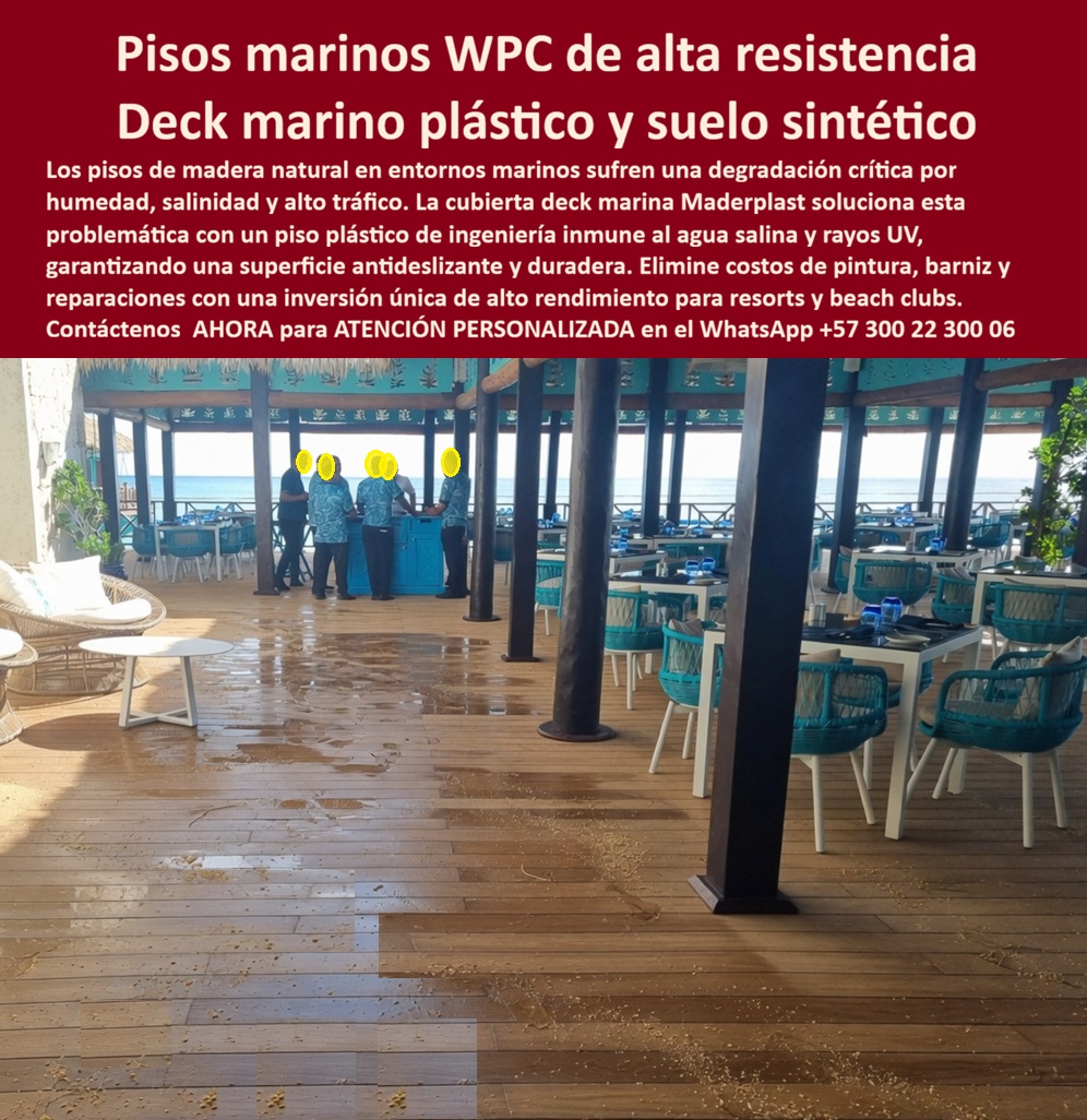 Cubierta Deck Marino Resistente Salinidad Y Humedad Piso Maderplast Piso Resort Costero Bajo Mantenimiento Exterior Deck Plástico Exterior Oscuro Antideslizante Resistente Agua Salina Ahorro Total Suelo Sintético Terraza Beach Club Piso