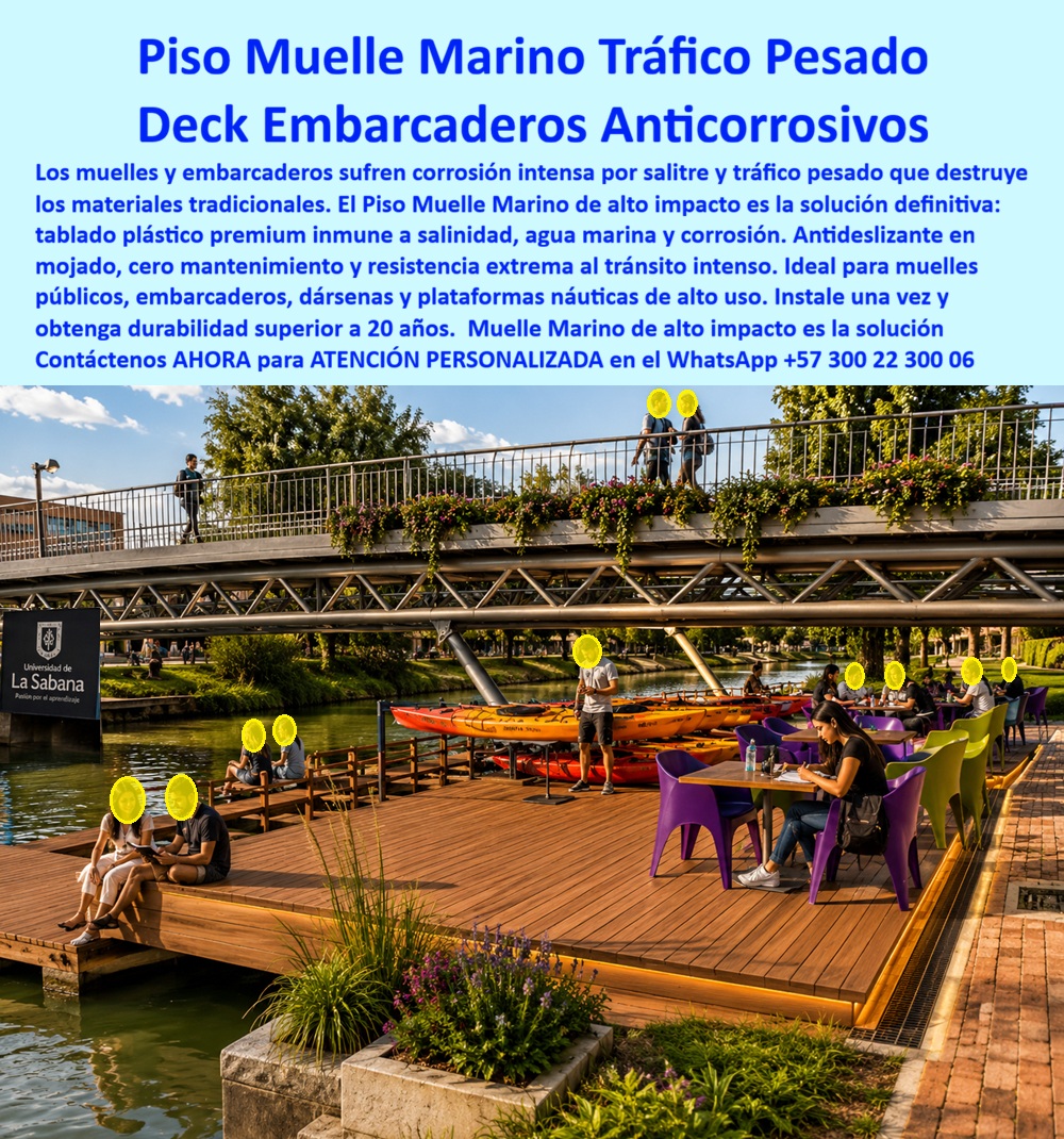 Deck Muelle Marítimo Anticorrosión Agua Salada Suelo flotante Maderplast Piso marino anticorrosivo tráfico pesado libre mantenimiento Tablado plástico inmune corrosión tránsito pesado Piso Embarcadero Resistente Salitre Deck PP