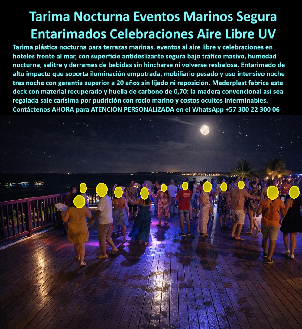 Deck Nocturno Iluminado Terrazas Marinas Deck Celebración Nocturna Maderplast Tarimas Nocturnas Resistentes Humedad Salitre Y Tráfico Entarimado Plástico Eventos Aire Libre Noche Resistente Deck Nocturno Hotel Vista al Mar Lujo Suelos
