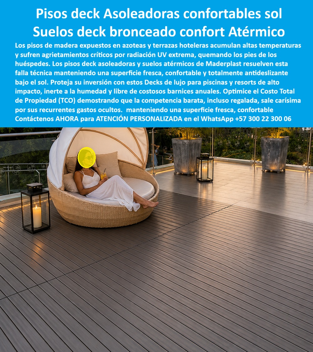 Decks Atérmicos Zonas De Relajación Pisos DeckAsoleaderos Maderplast Suelos Deck Bronceado Confort Atermico Decks De Lujo Piscinas Resorts Y Clubes Premium Piso Deck Terraza Bronceado Hotel Fresco Al Sol Larga Vida Útil Suelos Decks