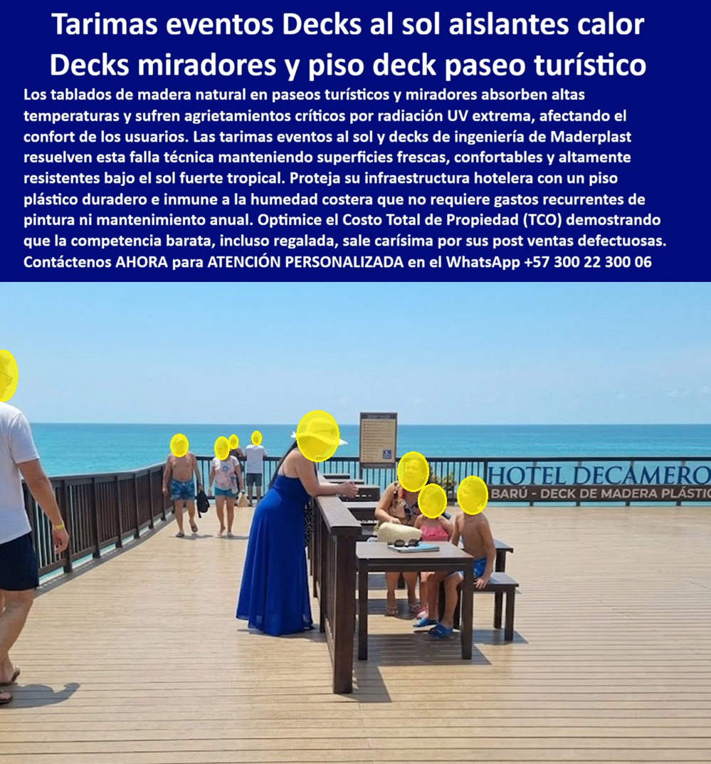 Decks Miradores Aislantes Del Calor Tarimas Eventos Al Sol Maderplast Piso Deck Paseo Turístico Frente Mar Plástico Duradero Elegante Decks Hoteleros Confortables Bajo Sol Fuerte Tropical Decks Turísticos Atérmicos Eventos Aire Libre A