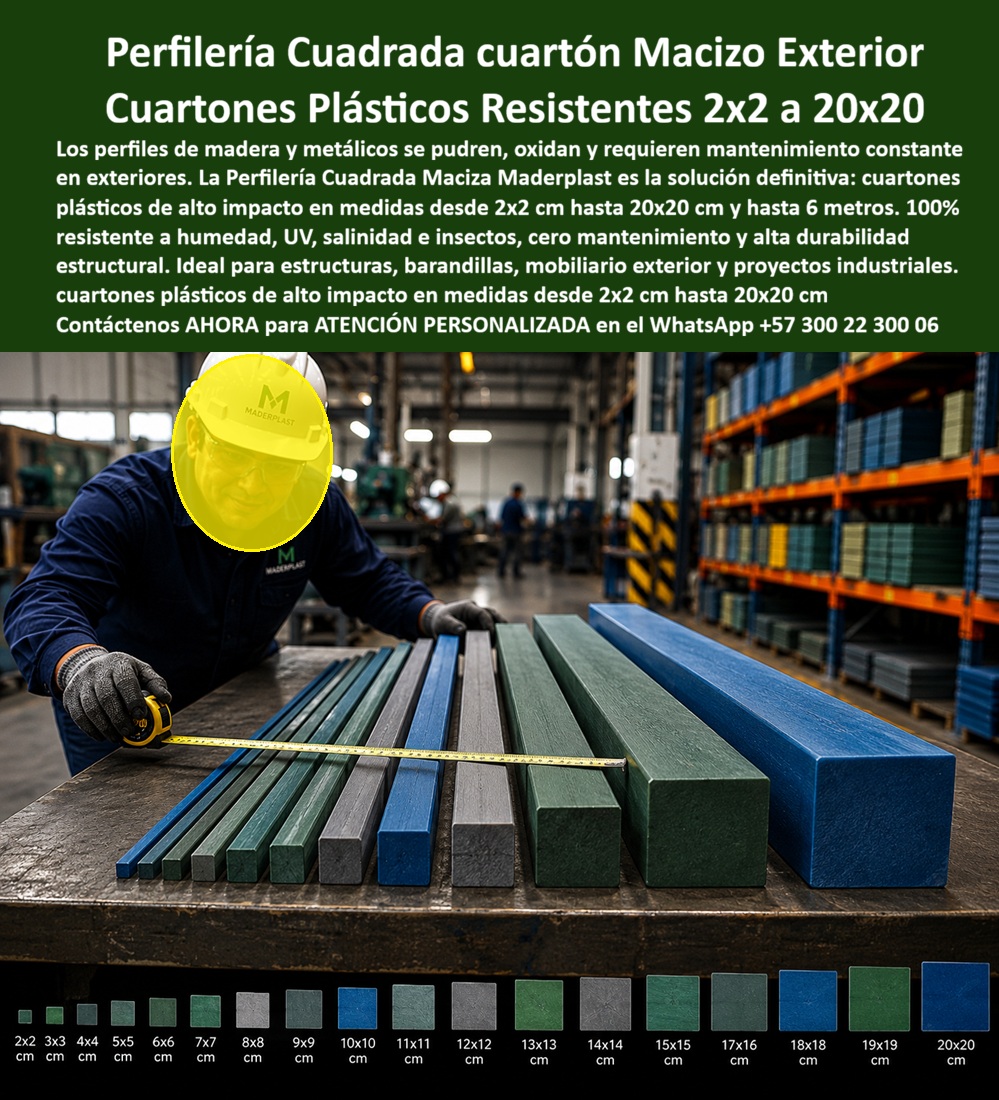 Perfilería Cuadrada Maciza Larga Vida Útil Exterior Cuartones Maderplast perfiles cuadrados Plásticos Estructurales Bajo Mantenimiento Cuartón Sintético Sólido Cuadrado Exterior Resistente No Se Pudre Perfilería Tubular Para Terrazas A
