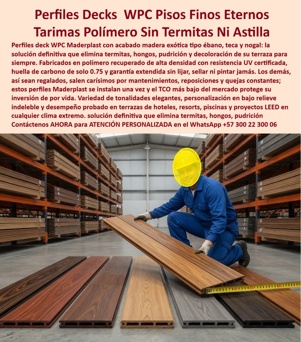 Perfiles Deck Madera Fina Pisos Sintéticos Wpc Elegantes Maderplast Suelos Elegantes Para Decks Libres De Termitas Y Hongos Tarimas WPC Efecto Madera Exótica Duraderas Listones De Polímero Terrazas Resistentes Al Sol Pisos Tipo Ébano