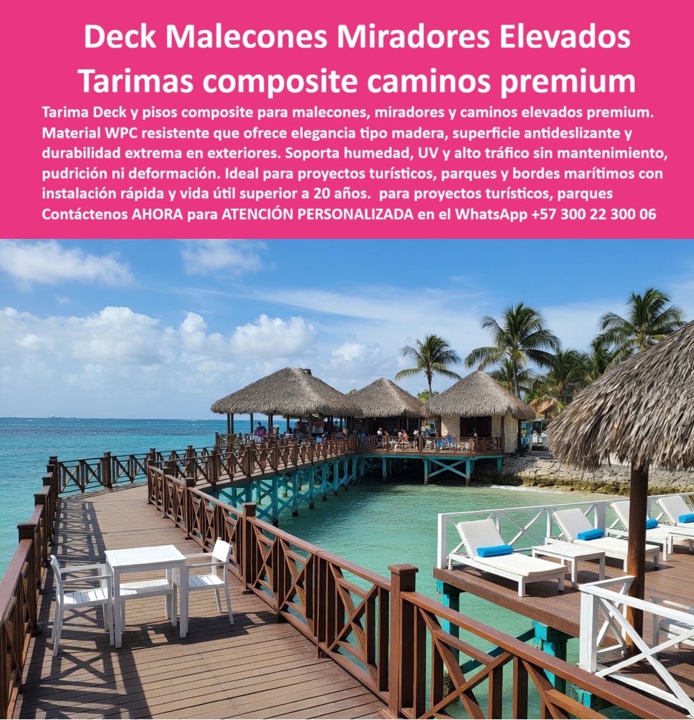 Pisos Decks Senderos Corredores Tarimas Pasarelas Elevadas Maderplast Tarima Composite Caminos Peatonales Duradera Decks Caminos Decorativos Incorrosibles Listos de Instalar Entablados Plásticos Jardineras Alta Resistencia UV Pisos PP