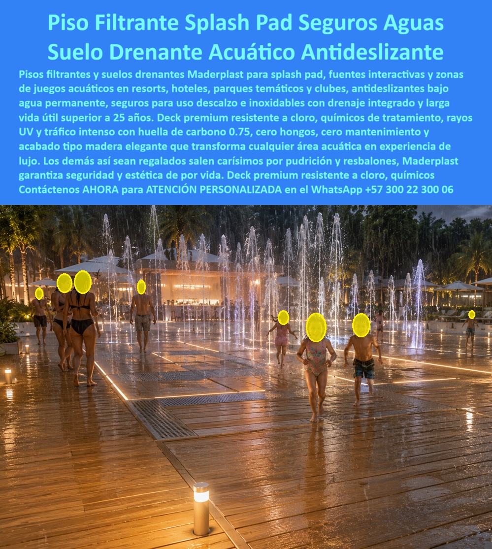 Pisos Filtrantes Zonas Húmedas Alta Resistencia Suelos Drenantes Maderplast Deck Impermeable Exterior Seguro Para Juegos Agua Suelos Drenantes Acuáticos Inoxidables Larga Vida Pisos Filtrantes Splash Pad Antideslizantes Premium Deck A