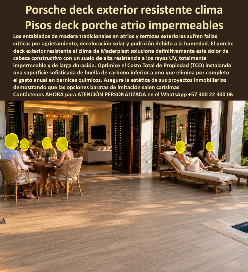 Porche Deck Exterior Resistente Clima Suelos Premium Terraza Maderplast Pisos Deck Porche Atrio Impermeable Larga Duración Deck Porch Exterior Impermeable Resistente Clima Suelo terraza alta resistencia rayos UV impermeable Suelos Deck