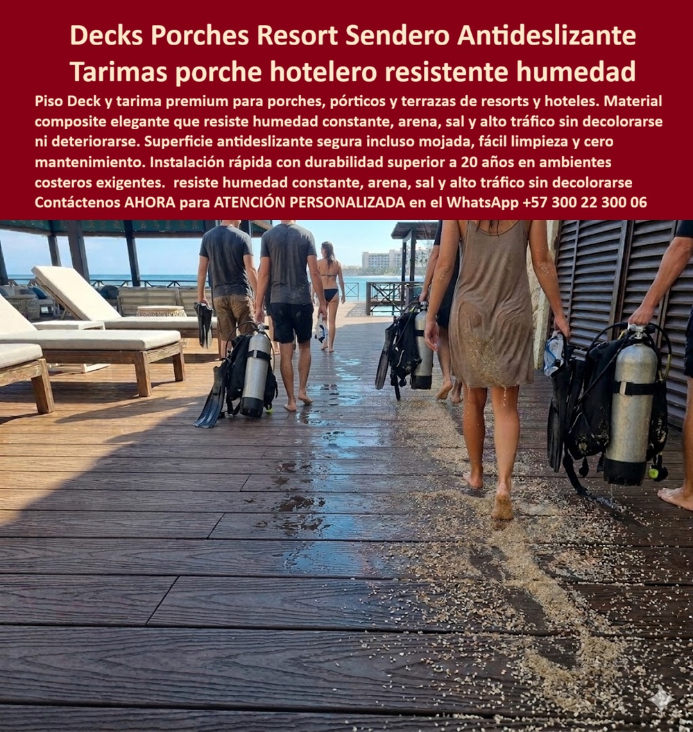 Pórtico Porche Hotelero Suelos Premium Terraza Deck Porch Hotel Maderplast Piso Porche Resort Premium Resistente Humedad Duradero Piso Exterior Elegante Antideslizante Larga Durabilidad Deck Terraza Piscina Lujo Antideslizante Decks PP