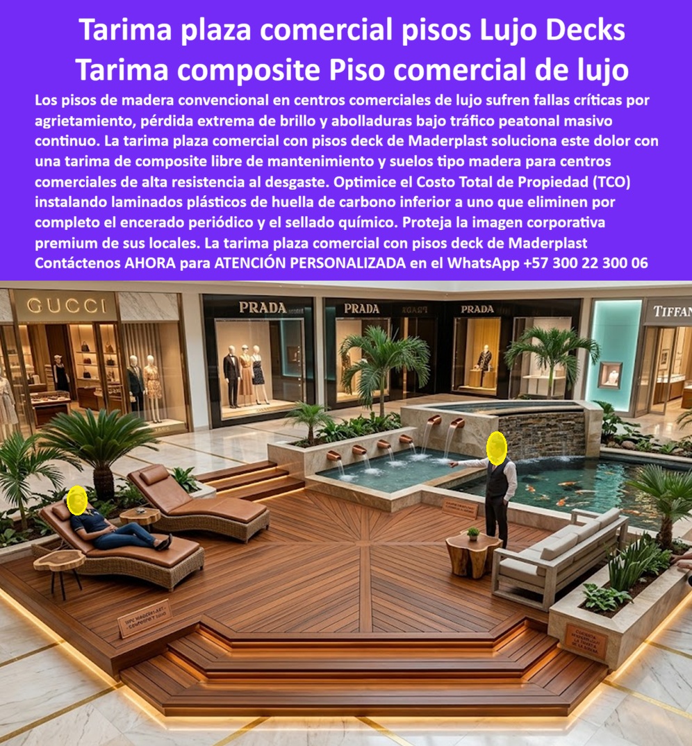 Tarima Plaza Comercial Pisos Deck Decorativos Modernos Maderplast Tarima Composite Centros Comerciales Libre Mantenimiento Laminados Plásticos Locales Resistentes Al Desgaste Suelos Tipo Madera Para Centros Comerciales Alta Resistencia