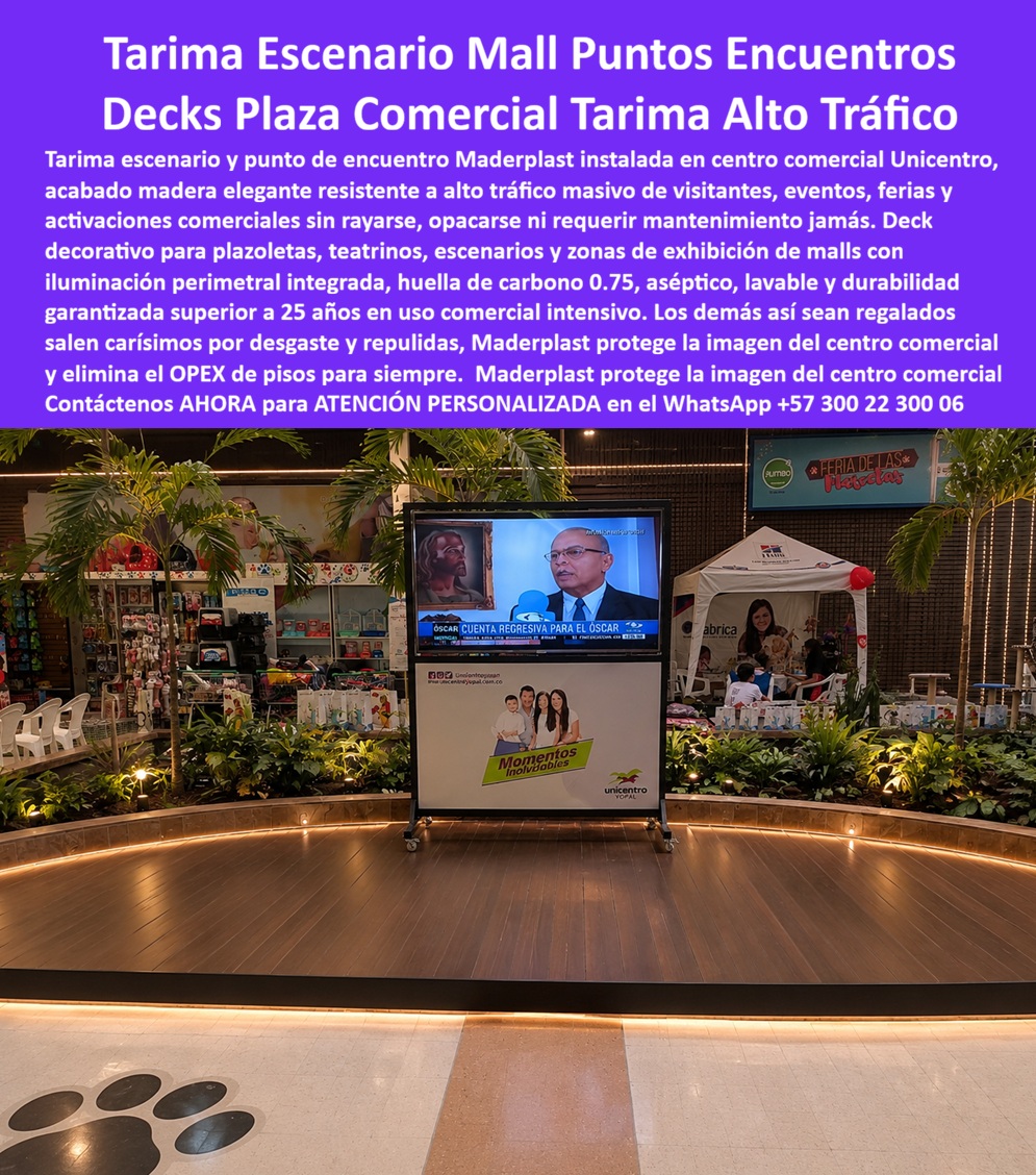 Tarima Plaza Comercial Pisos Deck Decorativos Modernos Maderplast Tarimas Puntos Encuentro Comercial Sin Mantenimiento Piso Plástico Lobby Comercial Imitación Madera Alto Tráfico Elegante Decks Resistentes Alto Tráfico Para Pla