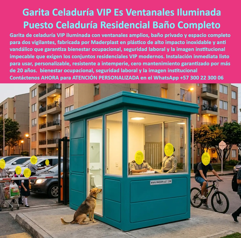 Caseta Celaduría VIP Iluminada Garita Portería Baño Privado Maderplast Puestos De Celaduria Conjuntos Residenciales VIP Puesto Celaduría Conjunto Residencial Completo Resistente Intemperie Seguro Garita Residencial Con Ventanales A  Caseta Celaduría VIP Iluminada Garita Portería Baño Privado Maderplast: Puestos de Celaduría Conjuntos Residenciales VIP Esta caseta celaduría VIP iluminada con ventanales amplios y baño privado fabricada por Maderplast se integra perfectamente en accesos de conjuntos residenciales exclusivos. Su diseño moderno y panorámico ofrece visibilidad total, iluminación nocturna eficiente y espacio confortable para el personal de seguridad. La estructura en plástico de alto impacto combina estética premium tipo madera o liso con resistencia superior a intemperie, UV y vandalismo. Maderplast resuelve los problemas comunes en porterías residenciales: inseguridad nocturna, incomodidad del celador, deterioro por humedad, altos costos de mantenimiento y pérdida de imagen institucional. Estas casetas celaduría VIP, puestos de celaduría conjuntos residenciales VIP, puesto celaduría conjunto residencial completo resistente intemperie seguro y garitas residenciales con ventanales entregan aislamiento termoacústico, confort ocupacional y más de 20 años de durabilidad con mínimo mantenimiento. Cumplen normas HSEQ, seguridad laboral y bienestar del personal. Administradores de copropiedades, gerentes inmobiliarios, arquitectos y proyectistas residenciales buscan: “Caseta celaduría VIP iluminada garita portería baño privado”, “Puestos de celaduría conjuntos residenciales VIP”, “Puesto celaduría conjunto residencial completo resistente intemperie seguro”, “Garita residencial con ventanales amplia”. Maderplast es la mejor solución: instalación rápida, personalización y rendimiento técnico superior que genera confianza y valoriza el proyecto. Un Administrador de Conjunto Residencial VIP (2025) testimonia: “Las garitas anteriores generaban quejas constantes por incomodidad y mantenimiento. Con Maderplast obtuvimos iluminación nocturna excelente, baño privado y durabilidad real. Nuestros residentes destacan la seguridad y la imagen profesional del conjunto”. Estas casetas no solo cumplen función de control de acceso, sino que mejoran el confort del personal, reducen costos operativos a largo plazo y refuerzan la percepción de exclusividad del conjunto residencial. Su diseño modular permite adaptación a diferentes estilos arquitectónicos manteniendo siempre la misma alta resistencia y bajo mantenimiento. Maderplast materializa casetas celaduría VIP con calidad superior, ofreciendo soluciones llave en mano, confort, seguridad y tranquilidad para conjuntos residenciales exclusivos. Asesoría Especializada con un Especialista de Maderplast. Atención personalizada en este WhatsApp +57 300 22 300 06.