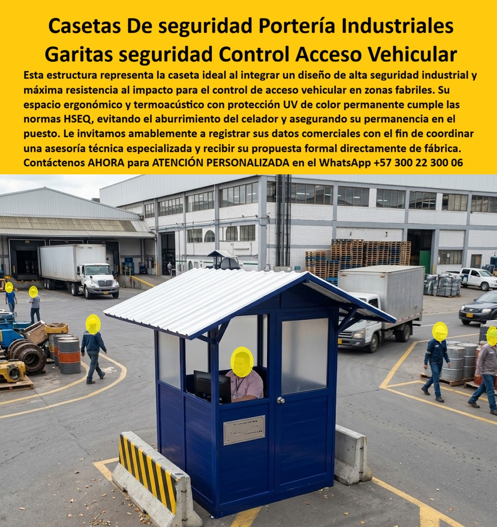 Caseta De Portería Zonas Industriales Garita De Acceso Maderplast Caseta Seguridad Industrial Prefabricada Personalizada Color Permanente UV Garita Industrial De Control Acceso Vehicular Alta Seguridad Caseta Acceso Industrial Puerta  CASETA DE PORTERÍA INDUSTRIAL PARA CONTROL DE ACCESO VEHICULAR Y SEGURIDAD HSEQ  Las casetas de portería para zonas industriales se han convertido en un componente fundamental para la seguridad, el control vehicular y la operación logística de plantas de producción, centros de distribución, zonas francas, parques industriales y complejos manufactureros. Una garita de acceso industrial moderna no solamente controla el ingreso y salida de vehículos, sino que también protege al personal, mejora la productividad y fortalece la imagen corporativa de la empresa.  La caseta de seguridad industrial prefabricada desarrollada por Maderplast responde a las exigencias actuales de los departamentos HSEQ, seguridad física y logística. Su diseño termoacústico y ergonómico proporciona un ambiente confortable para el vigilante durante jornadas extensas, permitiendo mantener una supervisión permanente del acceso vehicular y peatonal.  Las búsquedas del mercado se orienta actualmente hacia términos como caseta de portería industrial, garita de control de acceso vehicular, caseta de seguridad industrial prefabricada, puesto de vigilancia industrial, garita para fábricas, caseta de acceso industrial personalizada, control de acceso vehicular de alta seguridad, caseta industrial resistente UV y garita HSEQ para plantas industriales. Estas palabras clave representan las necesidades reales de ingenieros, responsables de seguridad y jefes de mantenimiento.  La garita industrial de control de acceso vehicular permite supervisar el ingreso de camiones, vehículos de carga, proveedores, empleados y visitantes. Su ubicación estratégica facilita la verificación documental, el monitoreo de cámaras, la coordinación logística y el cumplimiento de los protocolos de seguridad industrial.  Los materiales estructurales desarrollados por Maderplast ofrecen resistencia permanente a la humedad, radiación ultravioleta, ambientes industriales agresivos, productos químicos y exposición continua al exterior. A diferencia de las casetas metálicas tradicionales, las estructuras no presentan corrosión, oxidación ni deterioro prematuro.  La caseta seguridad industrial prefabricada personalizada puede incorporar sistemas CCTV, computadores, redes de datos, lectores de acceso, iluminación LED, ventilación, aire acondicionado, escritorios ergonómicos, lockers y sistemas de comunicación interna. Estas características convierten la garita en un verdadero centro operativo de seguridad.  El color permanente UV constituye una ventaja importante en instalaciones industriales, ya que elimina costos de pintura periódica y conserva la apariencia institucional durante décadas. Las empresas reducen gastos de mantenimiento y evitan interrupciones operativas.  Las garitas industriales de alta seguridad también contribuyen al cumplimiento de los programas HSEQ, seguridad ocupacional y bienestar laboral. Un puesto de vigilancia cómodo y ergonómico mejora el desempeño del personal y disminuye la fatiga durante los turnos de trabajo.  Los proyectos pueden personalizarse en dimensiones, acabados, distribución interior, ubicación de ventanas, sistemas de acceso y equipamiento técnico según las necesidades específicas de cada planta industrial o centro logístico.  La combinación de seguridad, durabilidad, resistencia al impacto y reducción de costos convierte a las casetas de acceso industrial Maderplast en una inversión altamente rentable para fábricas, industrias, centros de distribución, terminales de carga, zonas francas y parques empresariales.  Cuando una empresa busca una caseta de acceso industrial de larga vida útil, mínima intervención operativa y máxima seguridad vehicular, las soluciones Maderplast ofrecen una alternativa moderna que mejora la imagen institucional, fortalece la seguridad y reduce considerablemente los costos de mantenimiento durante más de veinte años.  Atención técnica especializada y asesoría personalizada de la fábrica Maderplast. WhatsApp +57 300 223 0006.