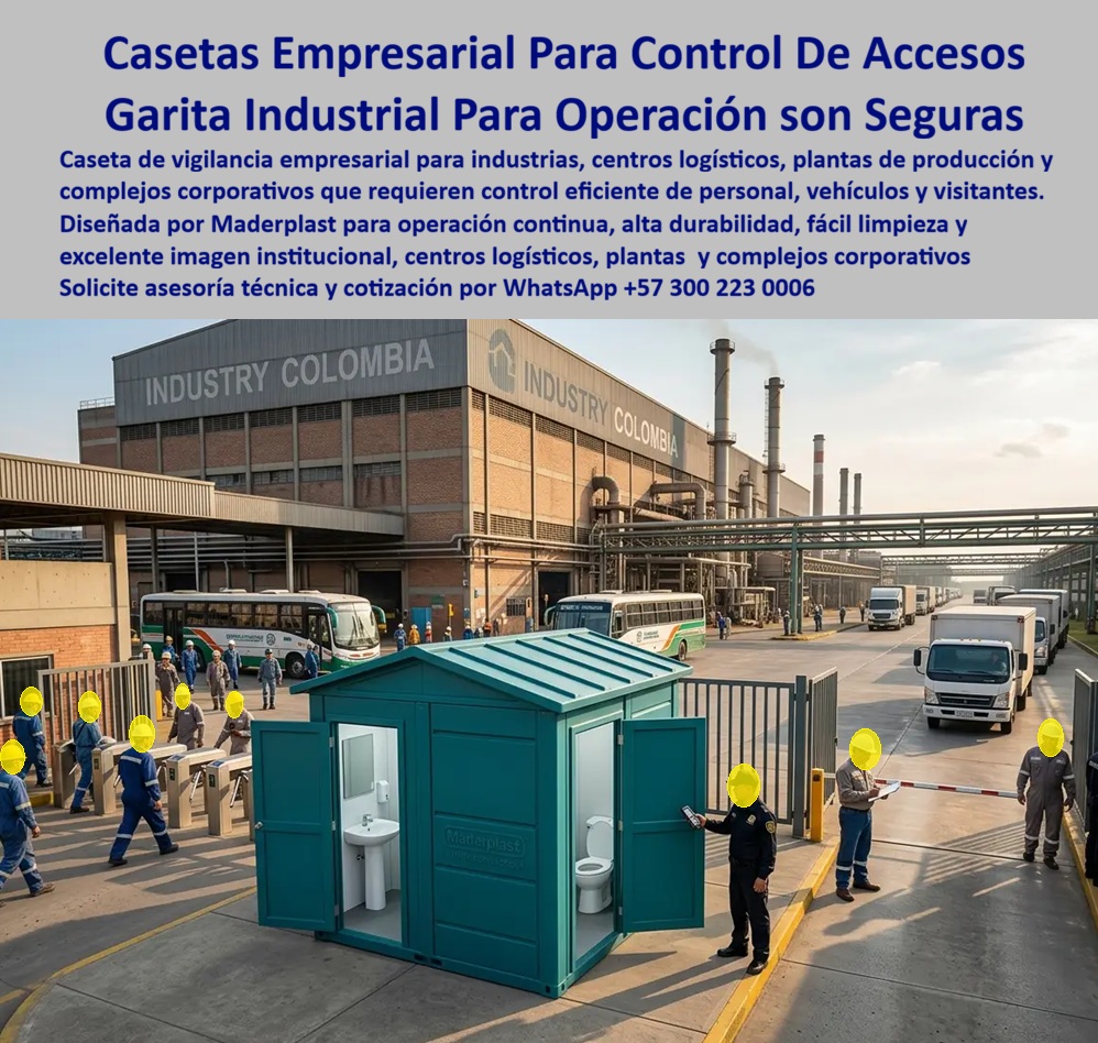 Caseta Vigilancia Empresarial Garita Portería Zona Industrial Maderplast garita industrial moderna garita para centros de distribución Caseta Profesional Para Control Vehicular control de acceso empresarial portería modular vial  Caseta Vigilancia Empresarial Garita Portería Zona Industrial: Garita Industrial Moderna para Centros de Distribución Esta caseta de vigilancia empresarial con baño integrado fabricada por Maderplast se ubica en acceso vehicular de zona industrial y centro de distribución. Su diseño profesional, con puertas amplias, ventanas de visibilidad y estructura modular, Maderplast facilita el control de personal, vehículos y visitantes mientras ofrece confort al personal de seguridad. La imagen muestra su operación eficiente en un entorno logístico de alto tráfico. Maderplast resuelve los dolores típicos en porterías industriales: corrosión, mantenimiento constante, falta de higiene y diseño poco profesional. Estas casetas vigilancia empresarial, garitas portería zona industrial y casetas profesionales para control vehicular entregan alta durabilidad exterior, resistencia a impactos y más de 20 años de vida útil con mínimo mantenimiento. Su material técnico garantiza control de acceso empresarial confiable y portería modular vial eficiente. Gerentes de plantas industriales, directores de centros de distribución y contratistas logísticos buscan: “Caseta vigilancia empresarial garita portería zona industrial”, “Garita industrial moderna para centros de distribución”, “Caseta profesional para control vehicular”, “Control de acceso empresarial portería modular vial”. Maderplast es la solución completa: instalación rápida, confort y seguridad operativa. Un Gerente de Operaciones Logísticas (2025) testimonia: “Las garitas anteriores se oxidan y generaban costos permanentes. Con Maderplast obtuvimos durabilidad real, baño integrado y excelente imagen institucional. Han mejorado el control y la eficiencia de nuestro centro de distribución”. Estas casetas no solo cumplen función de seguridad, sino que proyectan profesionalismo y reducen costos a largo plazo. Su diseño modular permite la personalización según necesidades específicas de cada zona industrial, manteniendo siempre la misma alta resistencia y bajo mantenimiento. Maderplast materializa casetas vigilancia empresarial con calidad superior, ofreciendo soluciones llave en mano, durabilidad y tranquilidad para complejos industriales y centros de distribución. Asesoría Especializada con un Especialista de Maderplast. Atención personalizada en este WhatsApp +57 300 22 300 06.